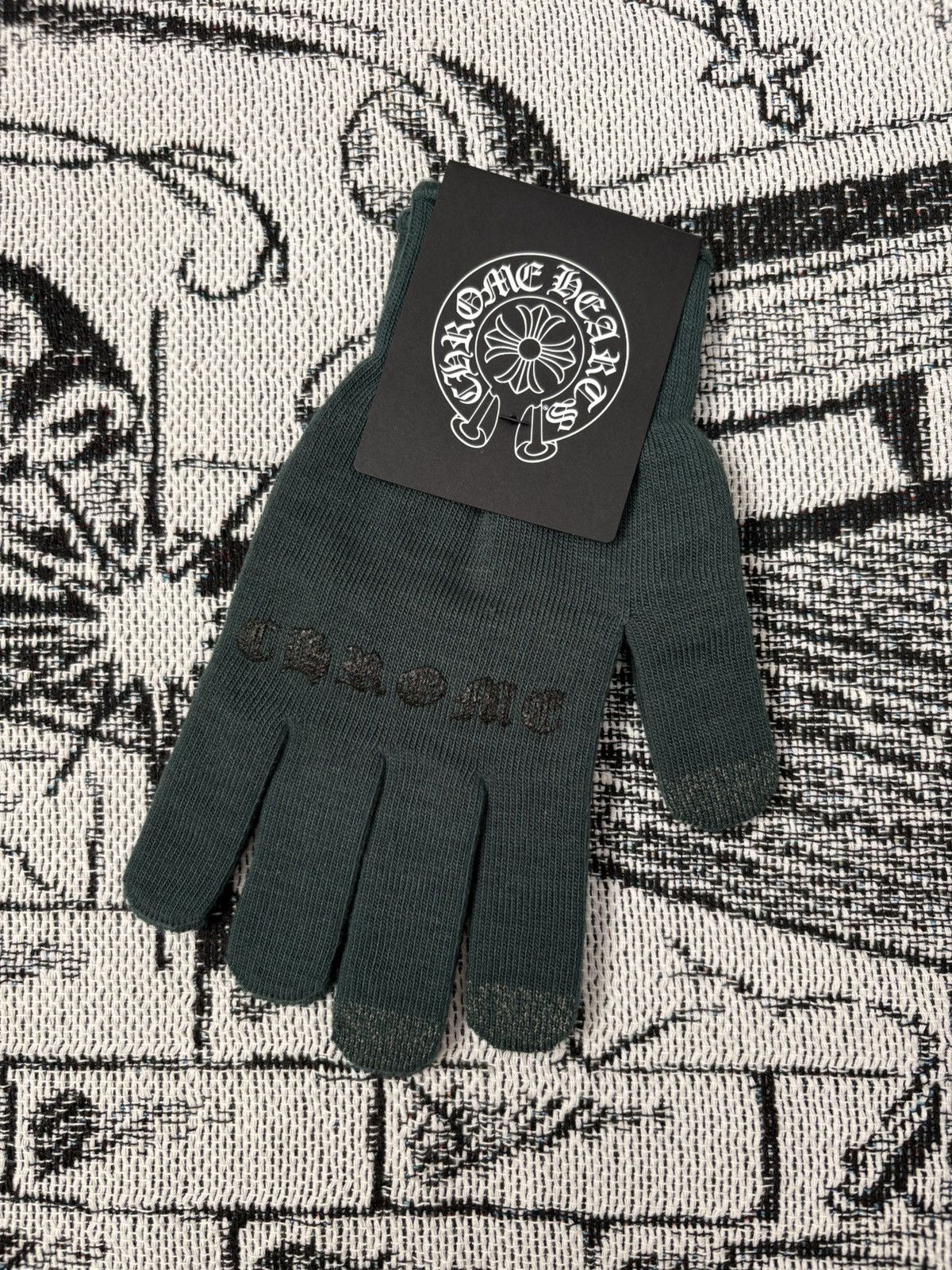 Chrome Hearts GLOVES WORK CHECKMATE MIDNIGHT GREEN Size ONE SIZE - 2 Thumbnail