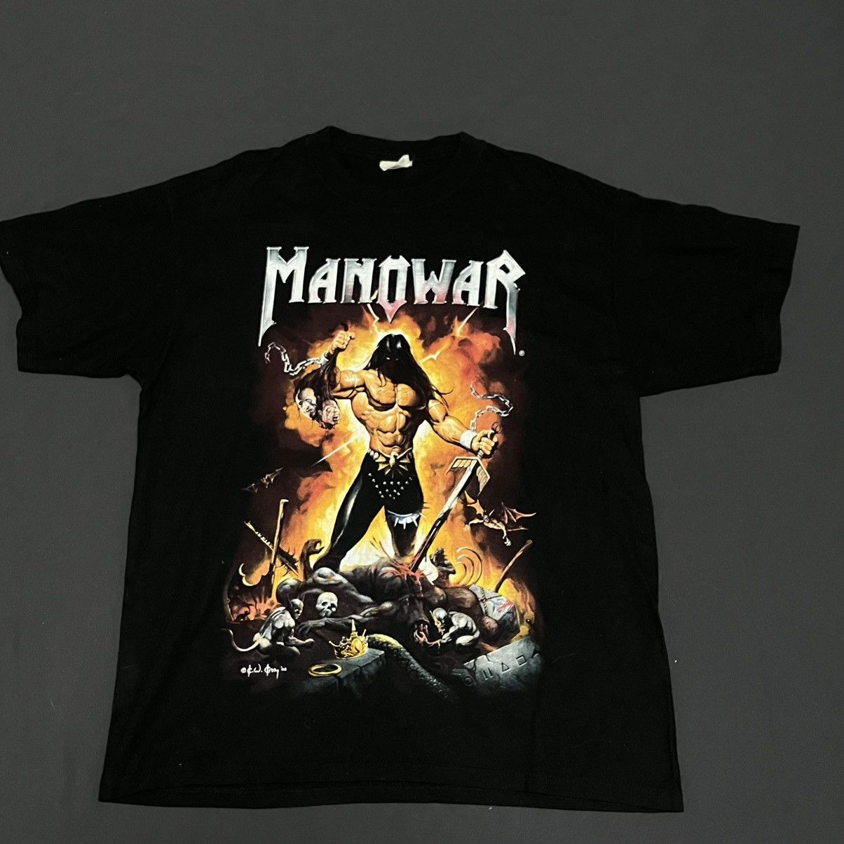 Band Tees × Vintage Vintage Manowar Warriors of the World Tour 2002 T-ShirtRare Size US L / EU 52-54 / 3 - 1 Thumbnail
