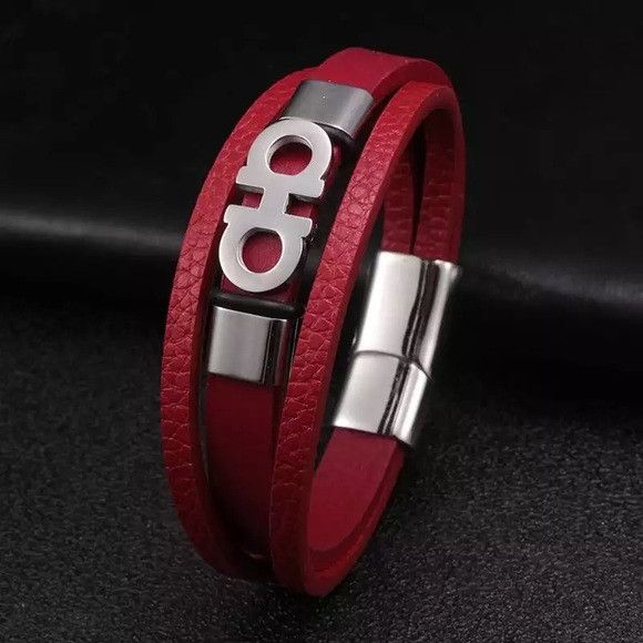 Other Unisex Leather Stainless Steel Pendant Bracelet (RS) Size ONE SIZE - 1 Thumbnail