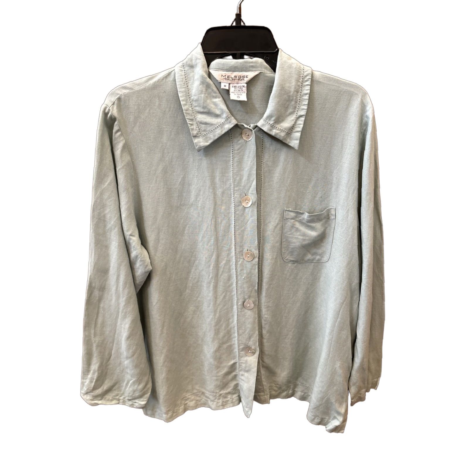 Vintage VINTAGE Melrose Collectibles Women Button-Down Shirt M Green Linen Rayon Pocket Size M / US 6-8 / IT 42-44 - 1 Thumbnail