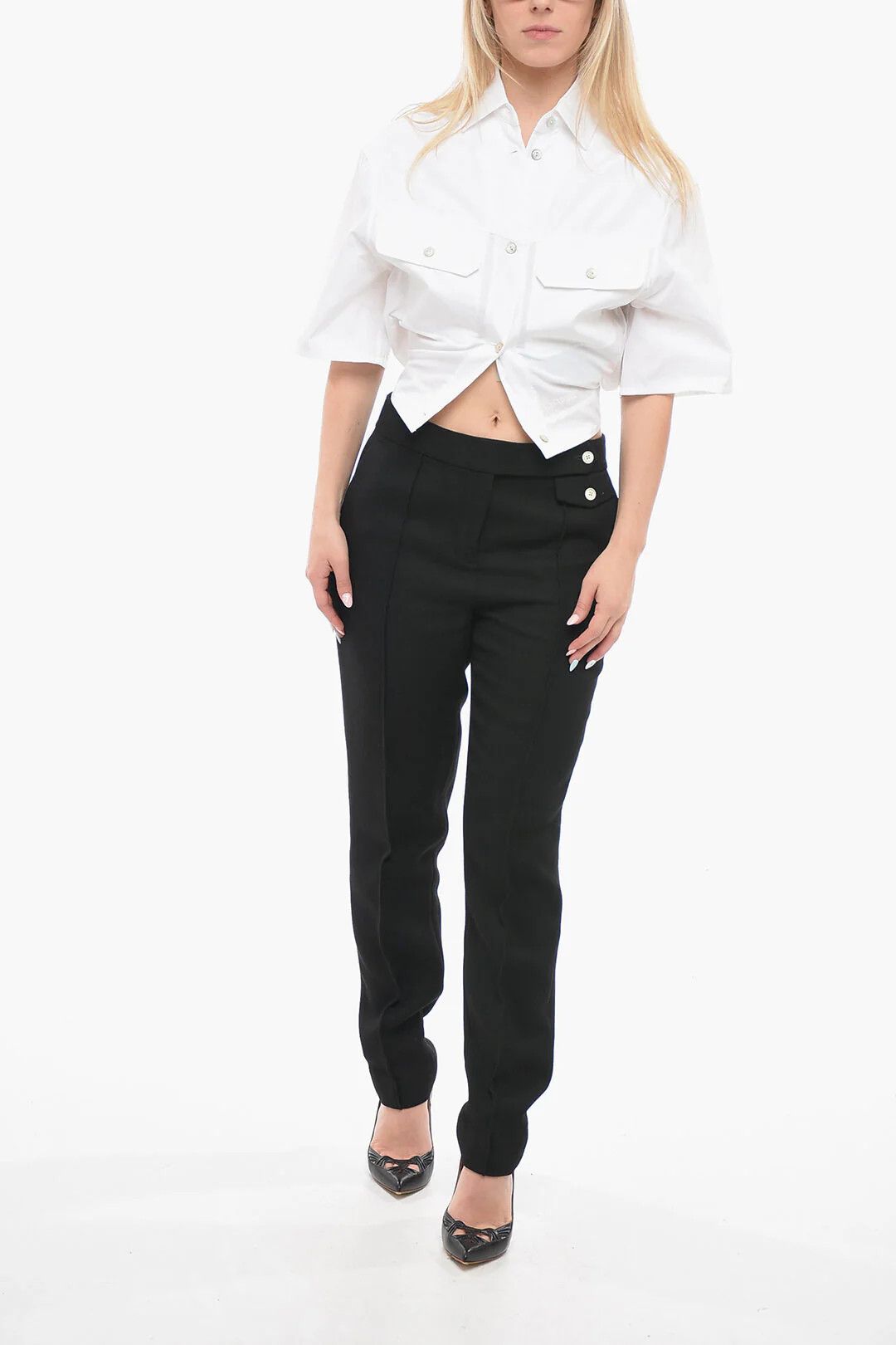 Off-White og1mm0426 Cropped Short-Sleeve Shirt in White Size M / US 6-8 / IT 42-44 - 4 Thumbnail