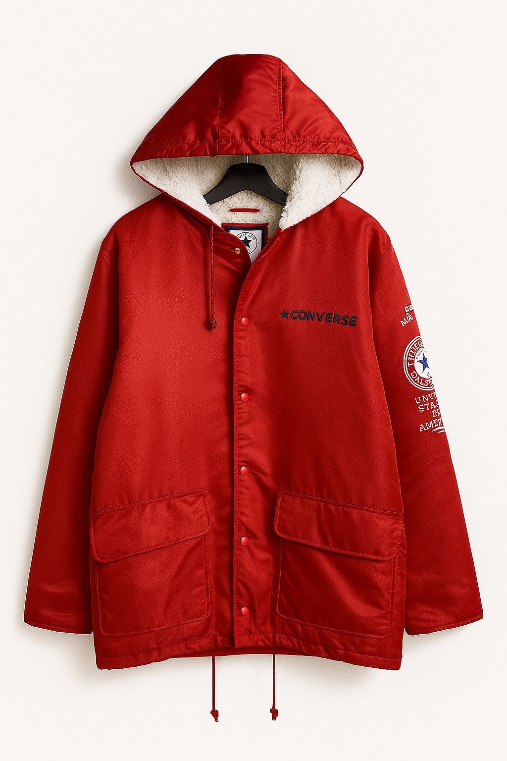 Converse Vintage Converse All Star Sherpa-Lined Hooded Jacket Red Size US L / EU 52-54 / 3 - 2 Thumbnail