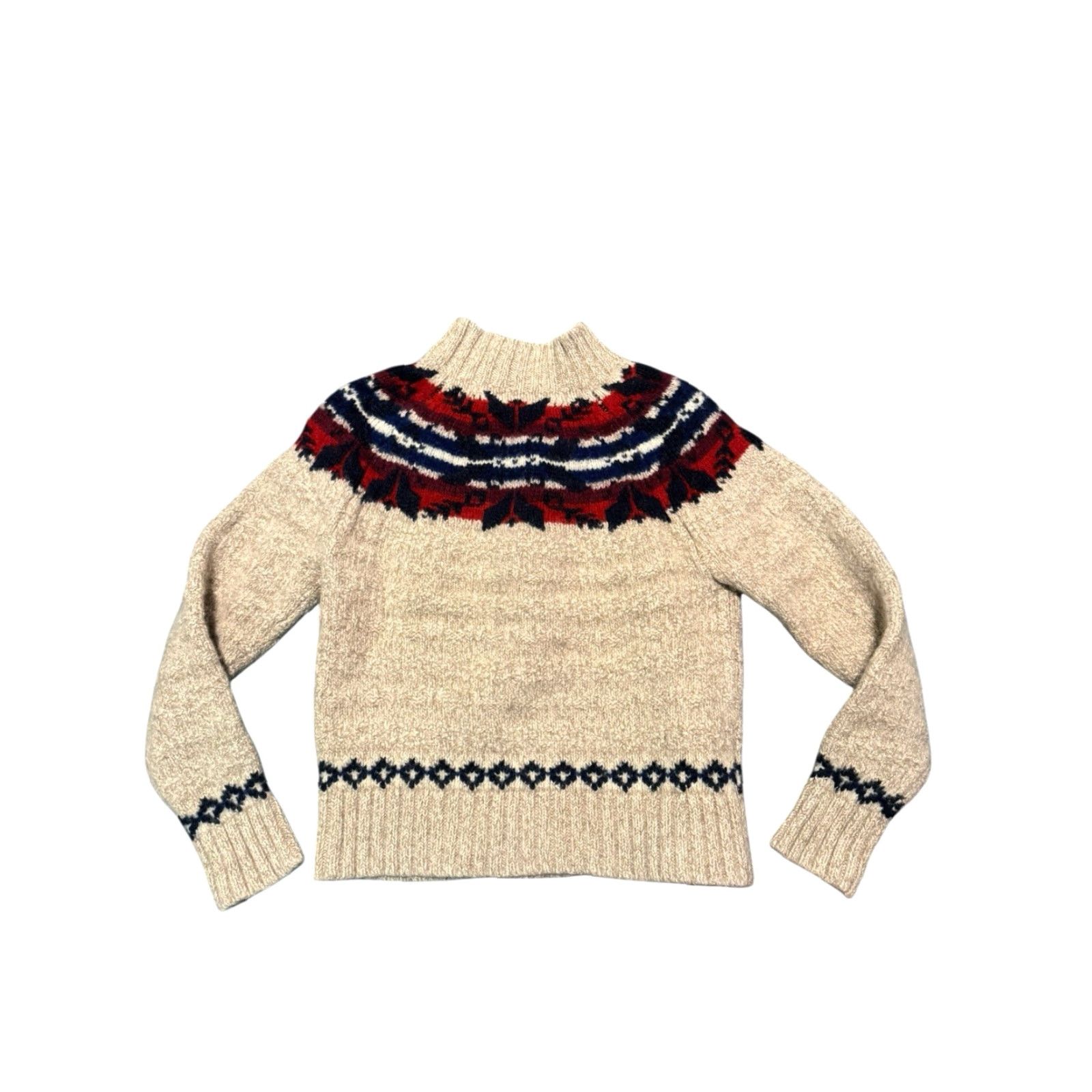 Polo Ralph Lauren Polo Ralph Lauren Nordic Sweater Women's XS/S Cropped Petite Wool Cotton Linen Mock Neck Long Sleeve Fair Isle Cable-Knit Size XS / US 0-2 / IT 36-38 - 6 Thumbnail