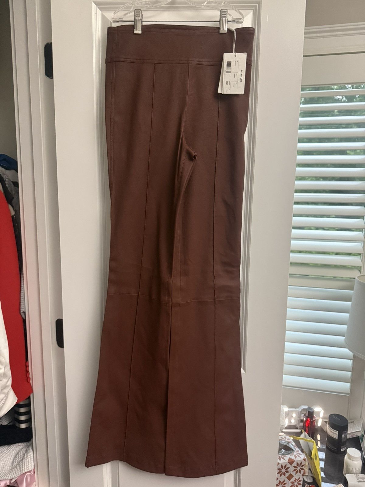 Helmut Lang helmet lang brown leather pants Size 27" / US 4 / IT 40 - 1 Thumbnail
