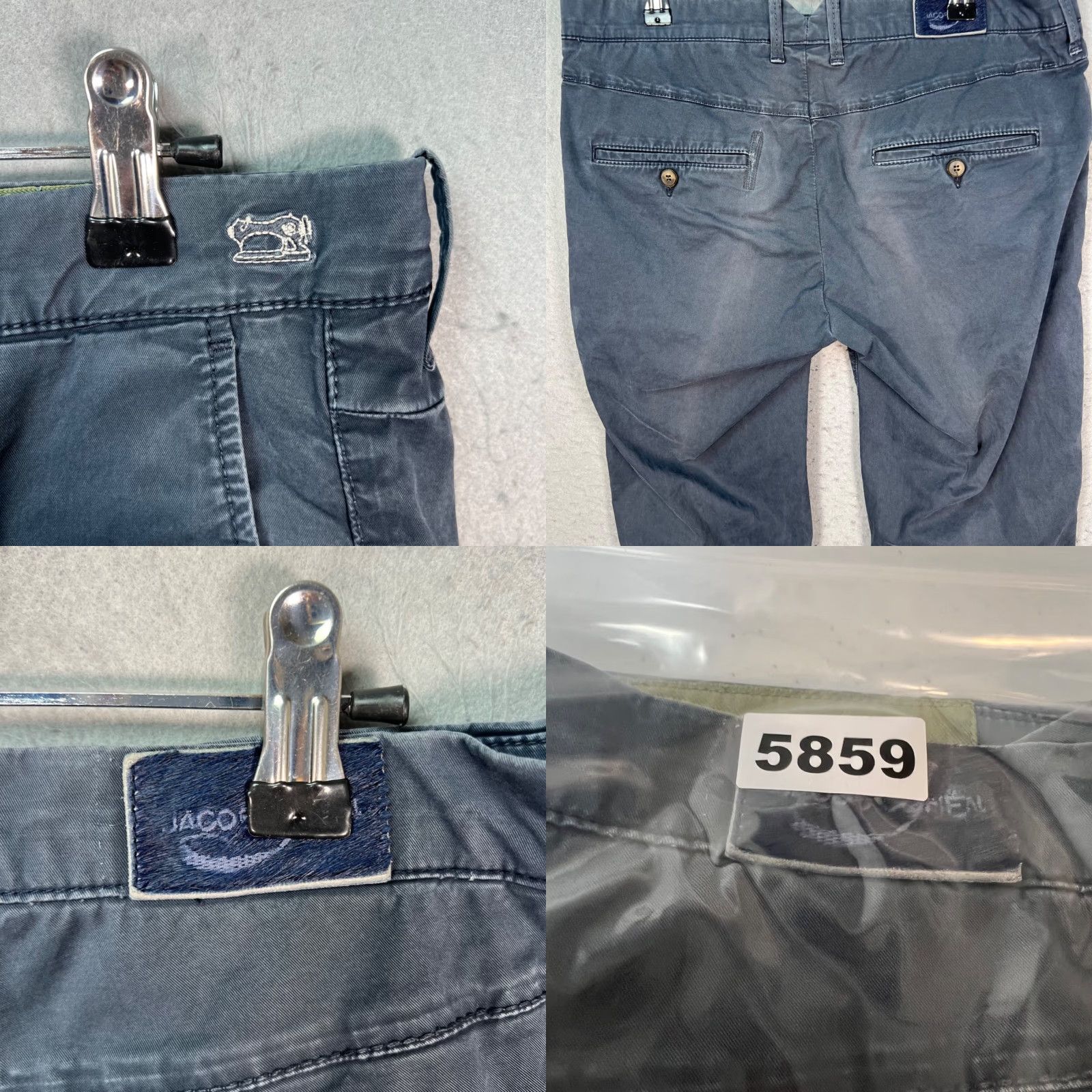 Jacob Cohen Jacob Cohen Academy Mens Chino Pants Slim 33 x 28 Blue Stretch Cotton 5-Pocket Denim/Khaki Style (Inseam 30) Regular Size 33 Mens Size US 33 - 9 Thumbnail