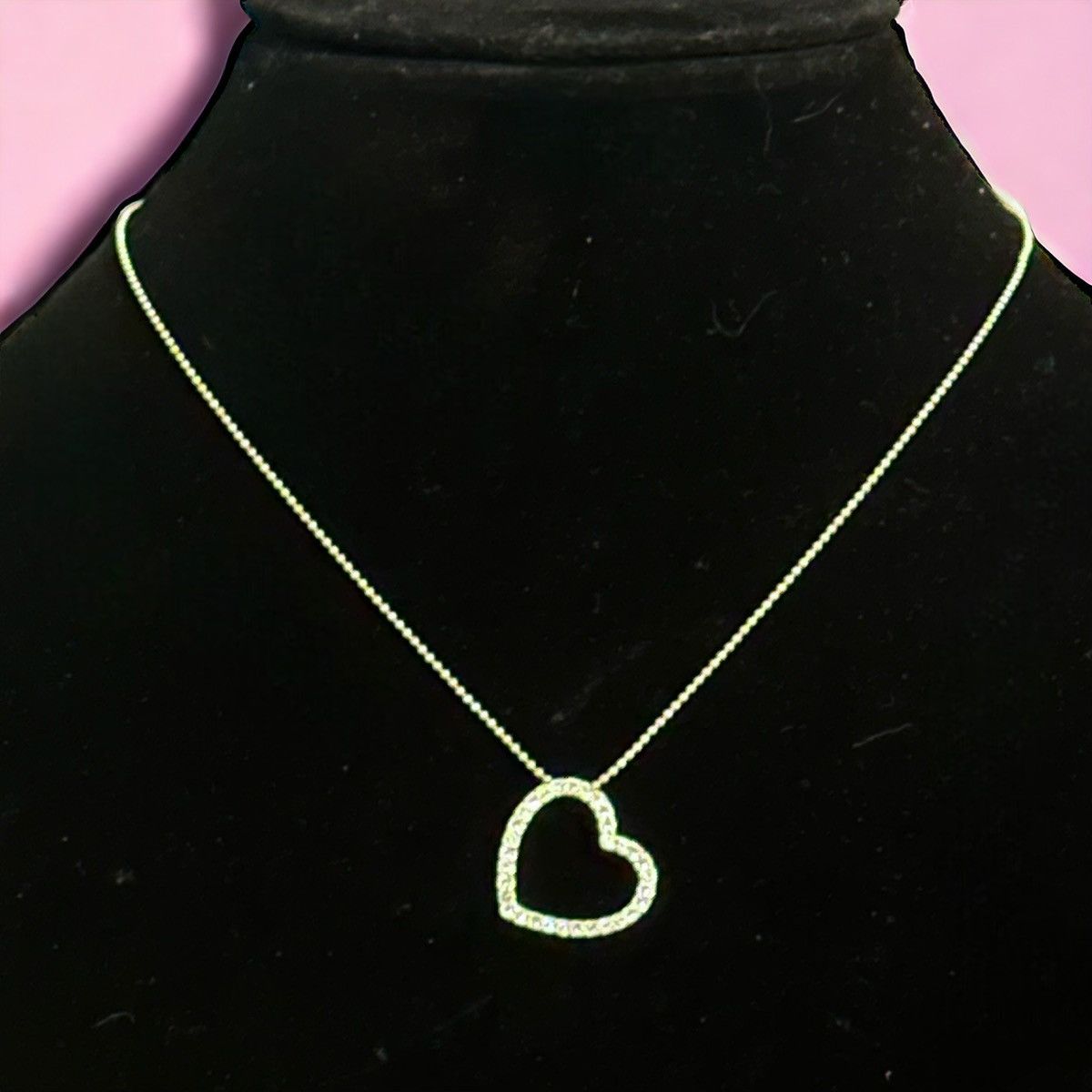 Other Silver tone paved outlined heart sliding pendant necklace Size ONE SIZE - 1 Thumbnail