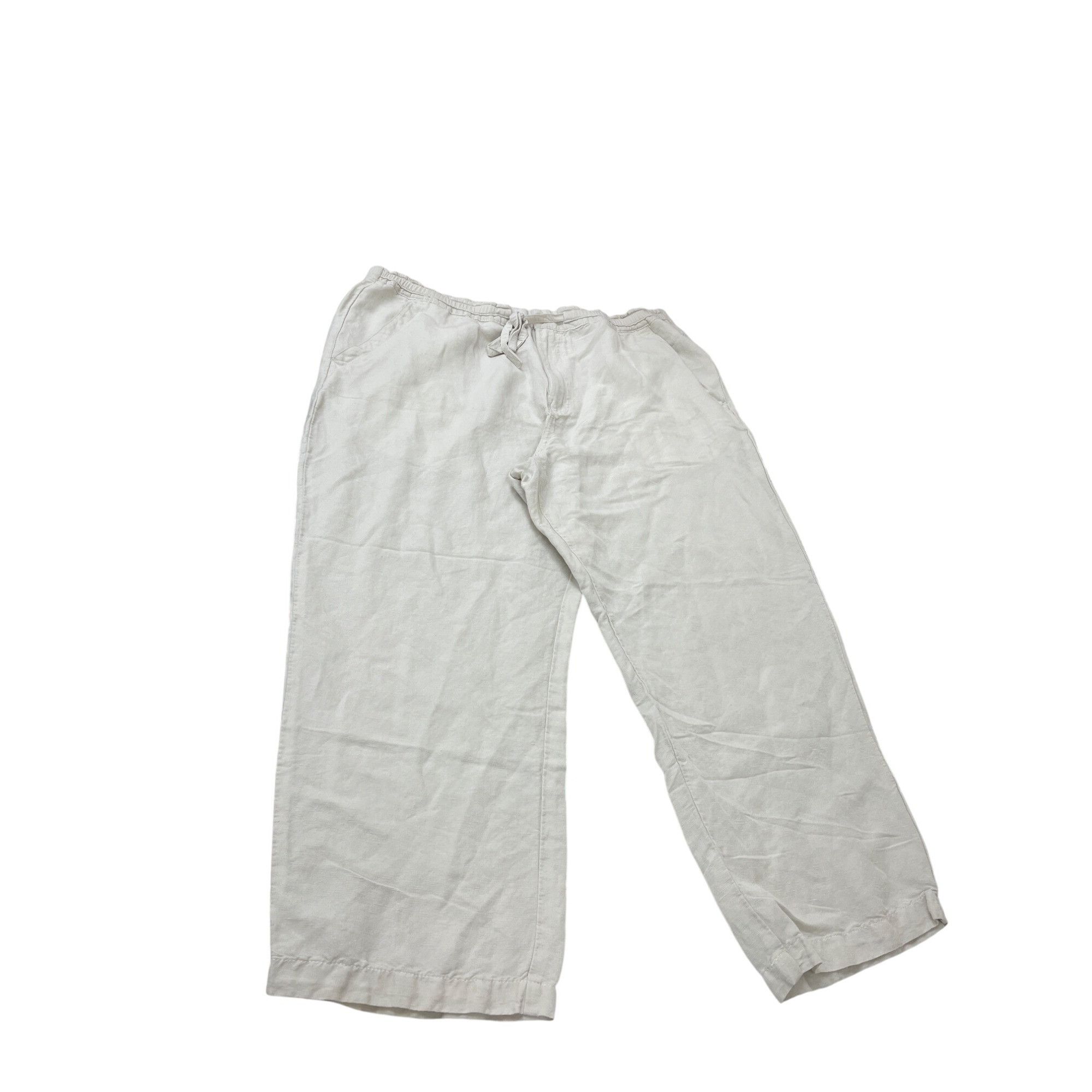 Cubavera Cubavera womans beige Drawstring Linen blend wide leg pants Size 24" / US 00 / IT 34 - 1 Thumbnail