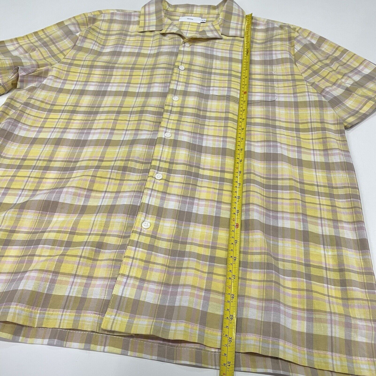 Onia Onia Mens Spring Shirt Yellow Brown Plaid Check Button XL Size US XL / EU 56 / 4 - 4 Thumbnail