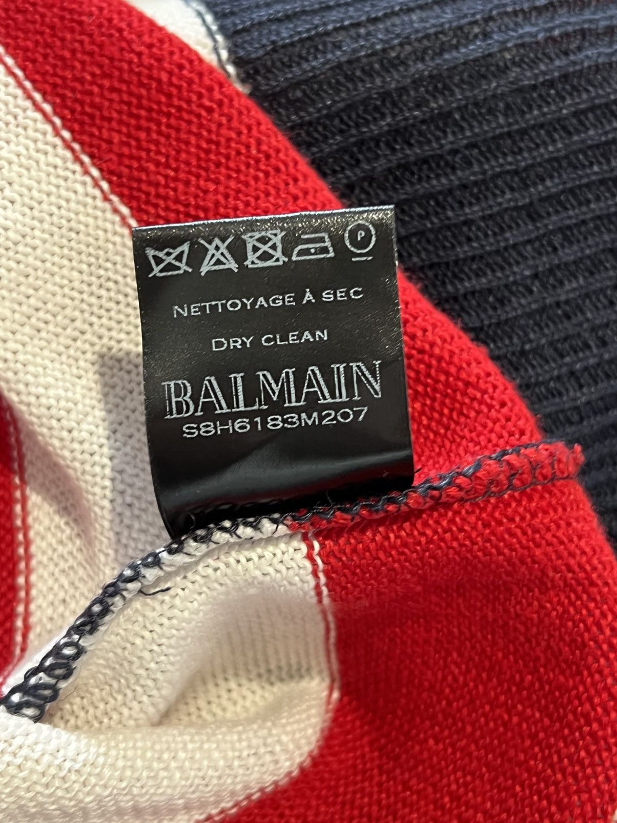 Balmain Balmain Distressed American Flag Wool Sweater Size US S / EU 44-46 / 1 - 8 Thumbnail