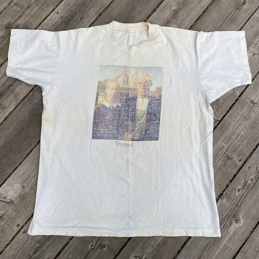 Vintage Vintage 1988 American Gothic Grant Wood Artwork T Shirt Lar Size US L / EU 52-54 / 3 - 1 Thumbnail