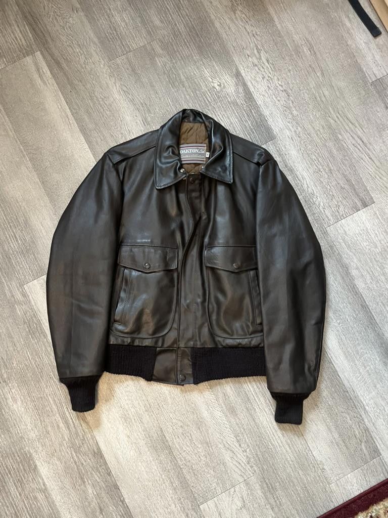 Designer Vintage Oakton Ltd Leather Bomber Jacket with Quilted Lining Size US M / EU 48-50 / 2 - 1 Thumbnail