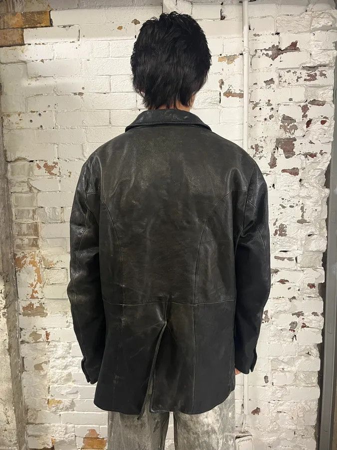 Emporio Armani AW2006 Emporio Armani Officer Buttoned Black Leather Peacoat Jacket Size US L / EU 52-54 / 3 - 3 Thumbnail