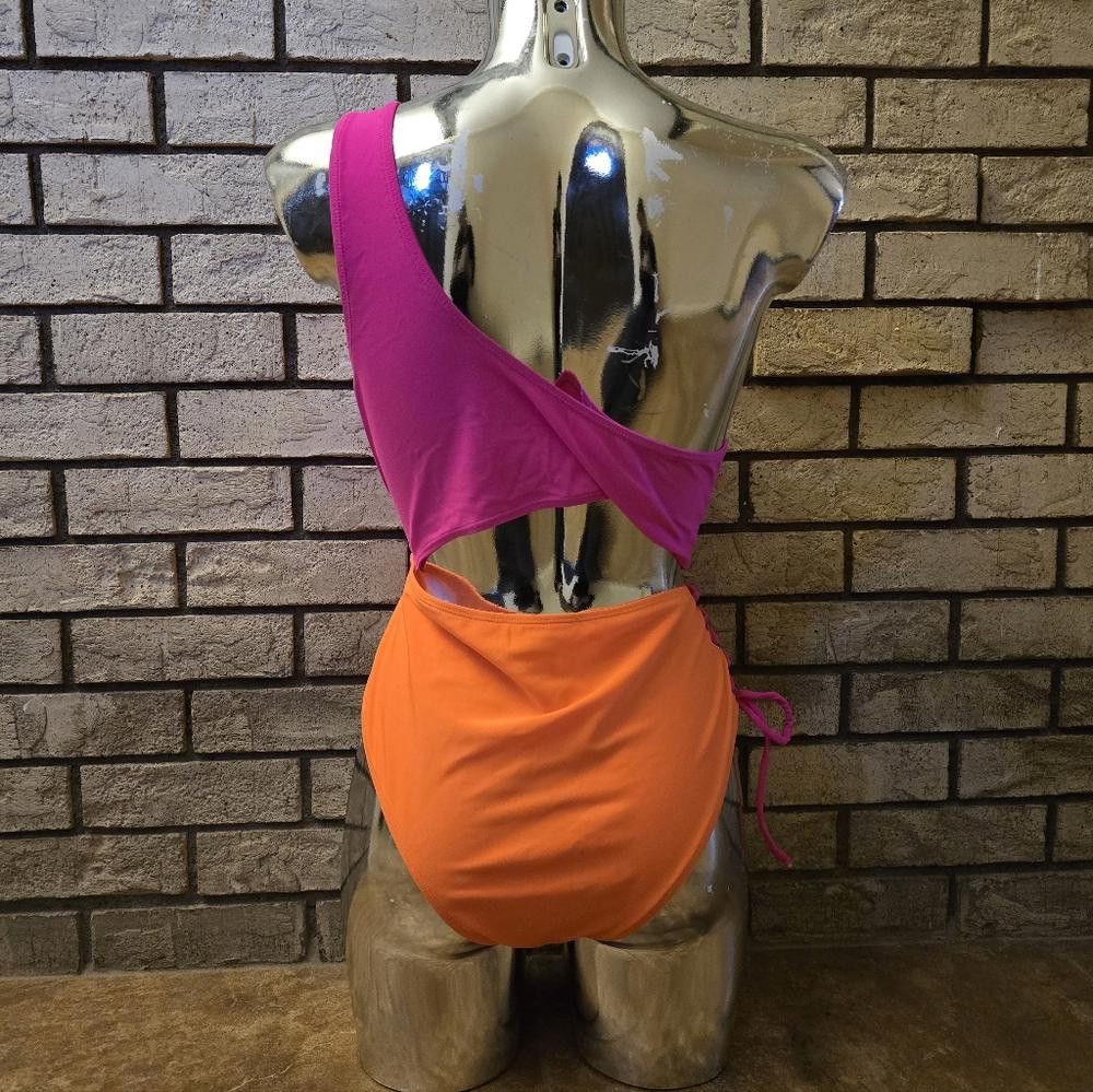 Shein Pink Orange Neon SHEIN Monokini Size ONE SIZE - 2 Thumbnail