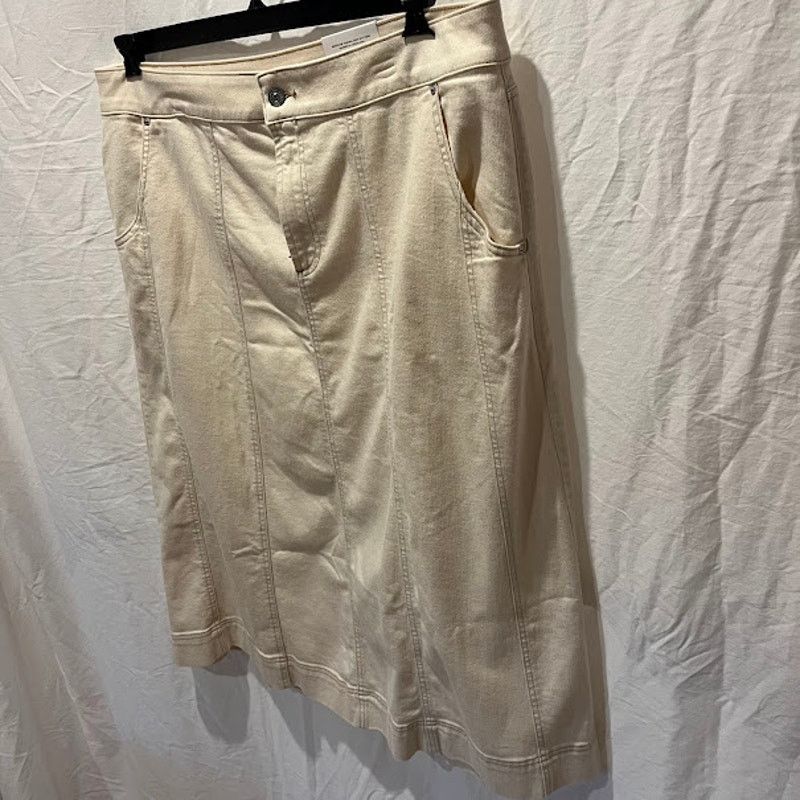 Chicos NWT Chico's Midi Denim Skirt Natural Seeded Cream Sz 4 / XXL Size 42" / US 20 - 9 Thumbnail