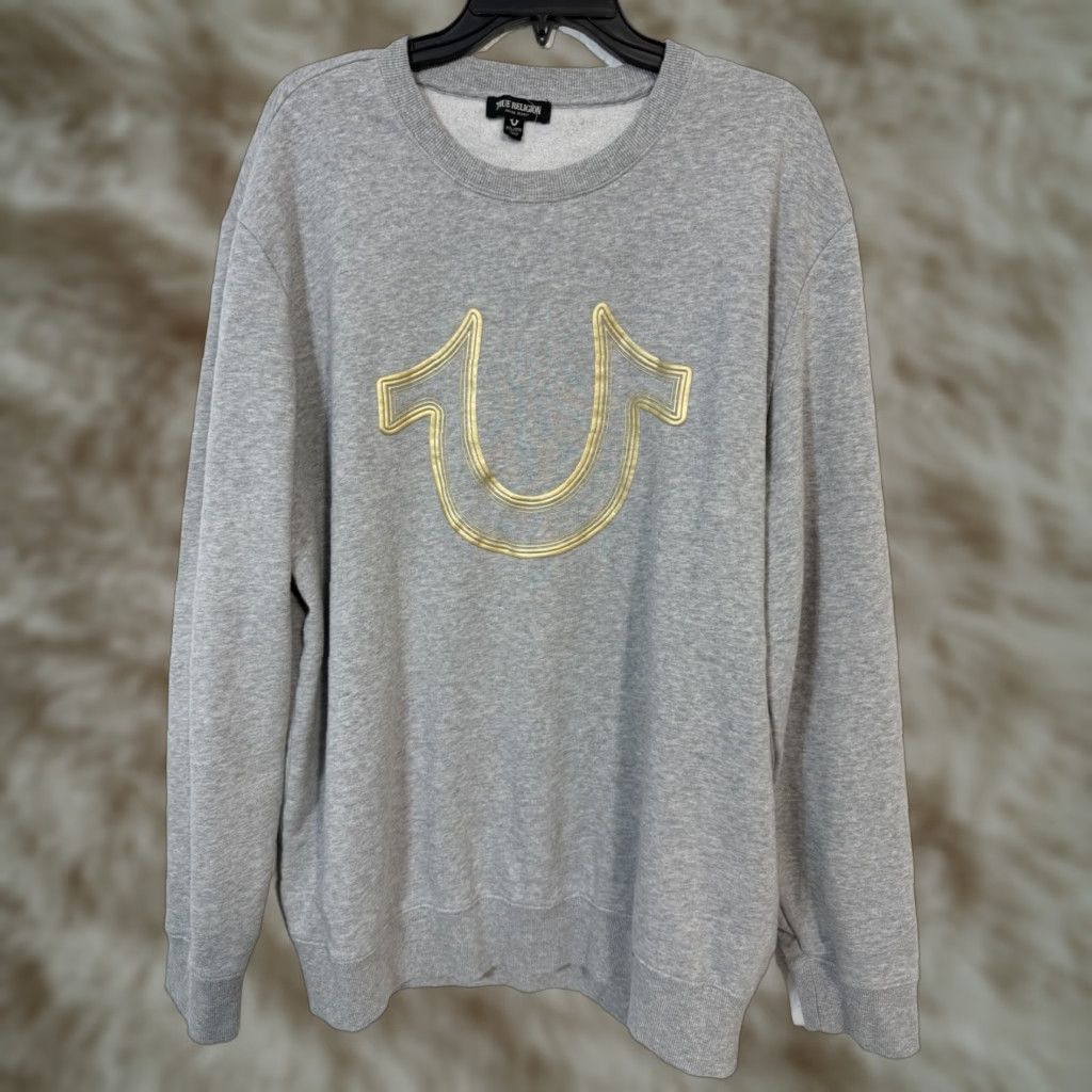 True Religion True Religion Sweatshirt Men’s 3XL Crew Neck Gray Foil Graphic Print Pullover Size US XXL / EU 58 / 5 - 1 Thumbnail