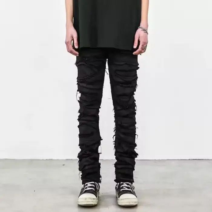 Japanese Brand Skinny Denim Jeans Heavy Destruction Ripped Size US 32 / EU 48 - 5 Thumbnail