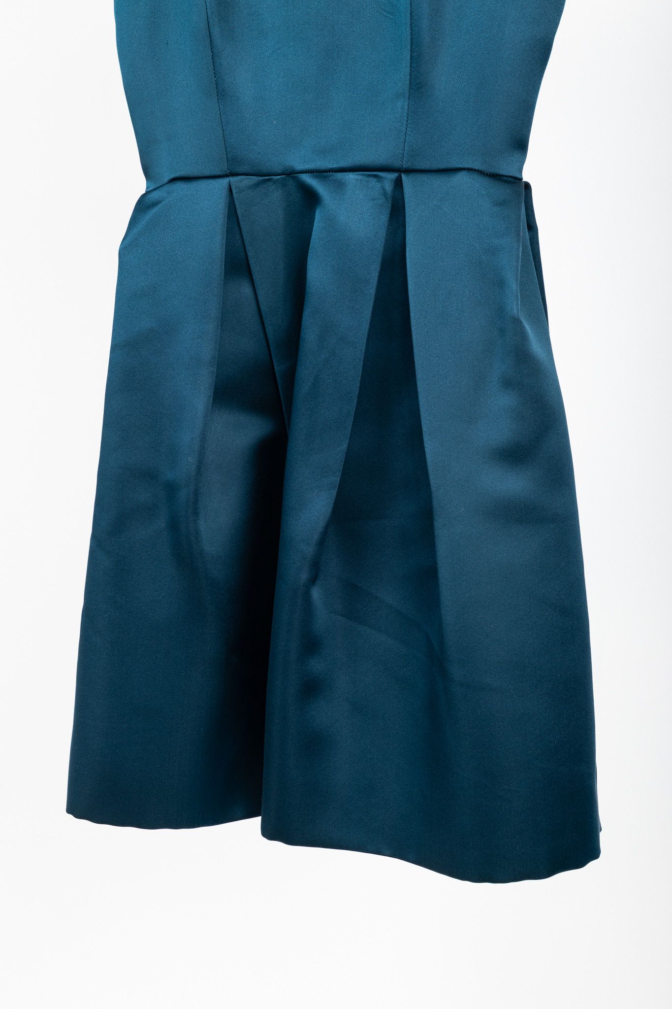 Erdem Erdem Teal Silk Satin Embellished-Yoke Pleated Dress Size S / US 4 / IT 40 - 7 Thumbnail