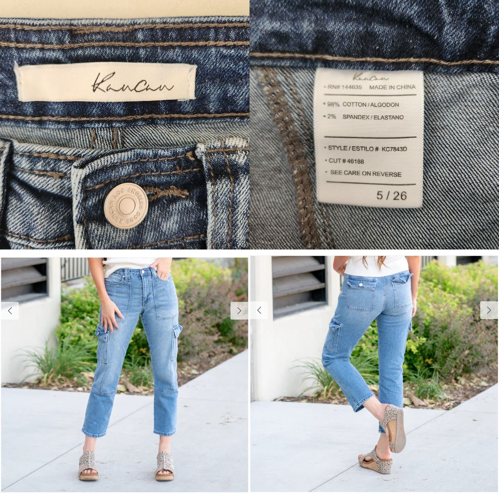 Vintage KanCan Huntsville High Rise Cargo Slim Straight Medium Wash Jeans Size 26/5-26 Women Size 26" / US 2 / IT 38 - 8 Thumbnail
