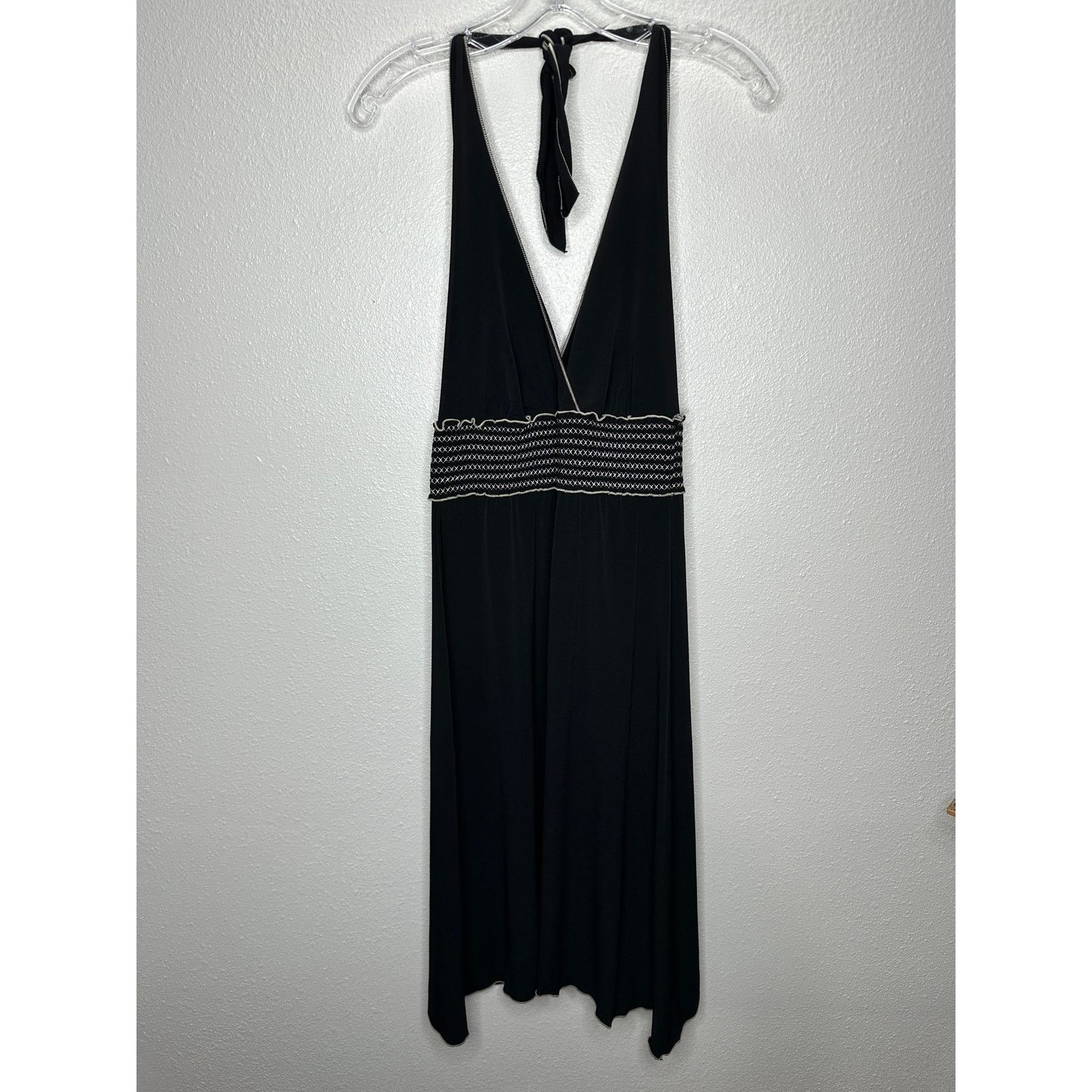 Other Studio M Black Halter Open Back White Smocked Dress S Size S / US 4 / IT 40 - 3 Thumbnail