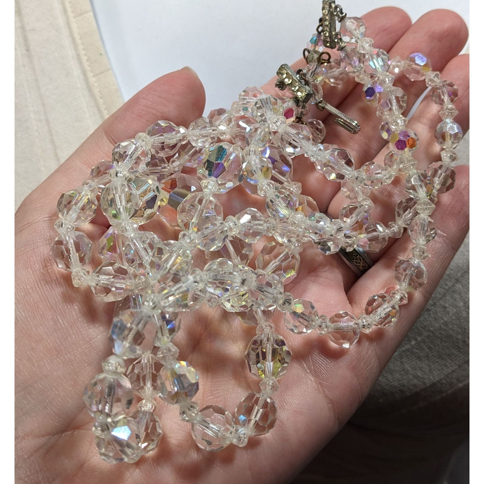 Other Vintage Glam Aurora Borealis Faceted Crystal Glass Necklace Size ONE SIZE - 3 Thumbnail