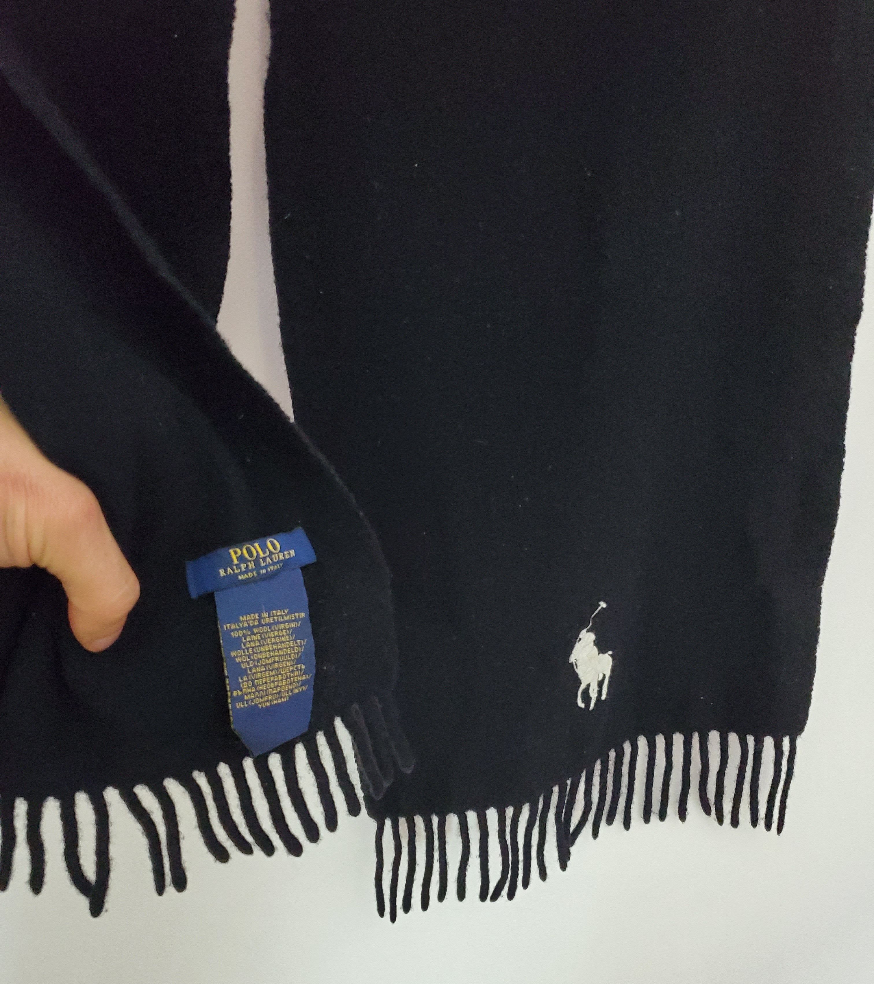 Polo Ralph Lauren × Vintage Polo Ralph Lauren Black Scarf Muffler Wool Scarves Size ONE SIZE - 3 Thumbnail