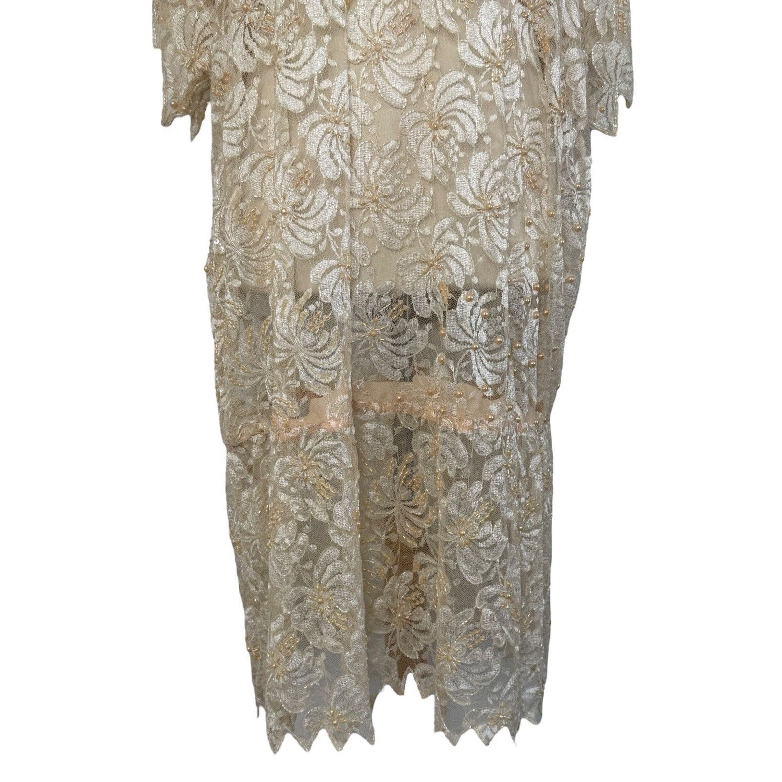 Other JAGSWEAR Vintage 100% Silk Shear Beaded 40s Flapper Dress 3X Size 3XL / US 20-22 - 4 Thumbnail