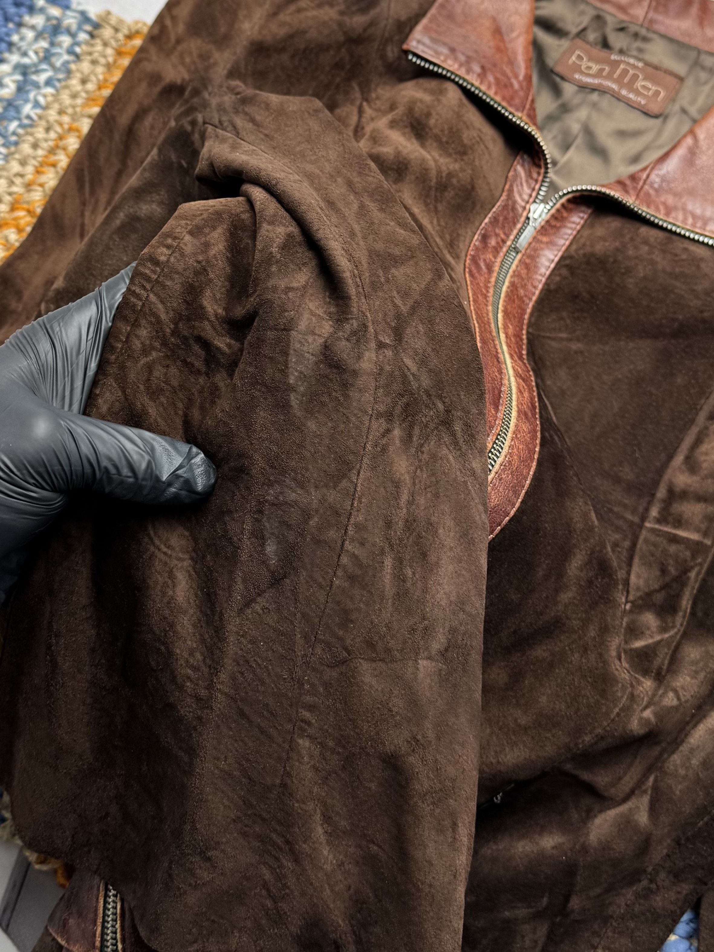 Vintage Vintage Brown Suede Leather Jacket Vintage Zip Up (E4) Size L / US 10 / IT 46 - 12 Thumbnail
