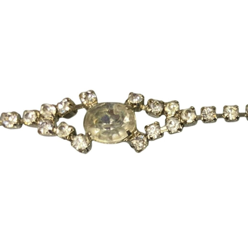 Other Vintage Art Deco Silver Tone Rhinestone Tennis Bracelet 7-In Size ONE SIZE - 4 Thumbnail