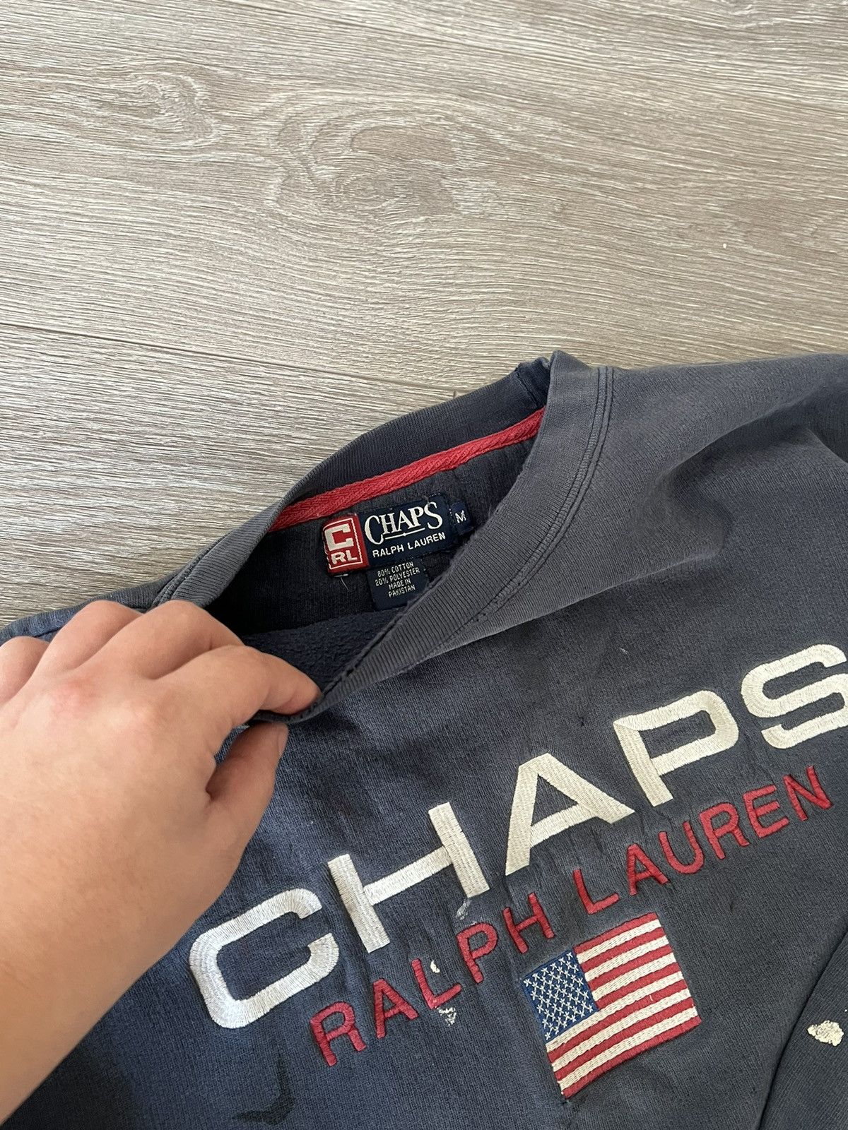 Chaps Ralph Lauren × Polo Ralph Lauren × Vintage Vintage 💥 Chaps Ralph Lauren USA Flag Sweatshirt distressed Size US M / EU 48-50 / 2 - 15 Thumbnail