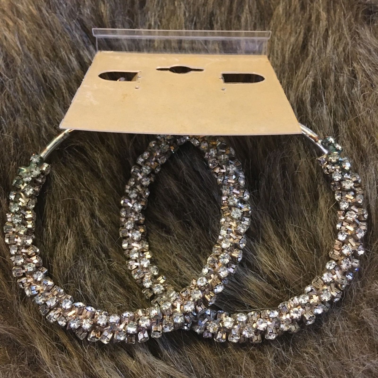 Vintage Vintage twisted rhinestone mesh large hoop earring Size ONE SIZE - 3 Thumbnail