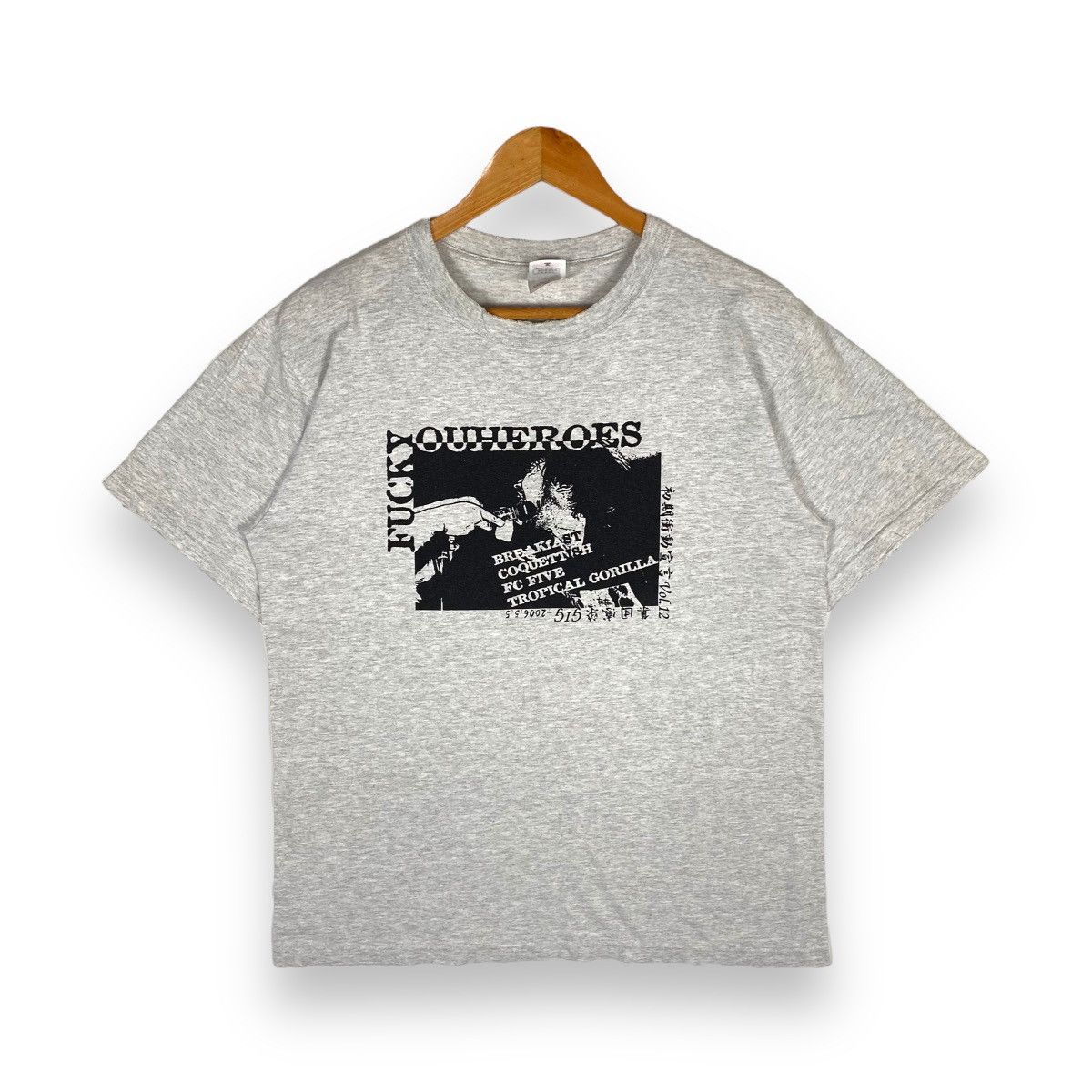 image of Band Tees x Vintage Japanese Punk Bands Fuck You Heroes Gig 2006 Tee in Grey, Men's (Size Medium)