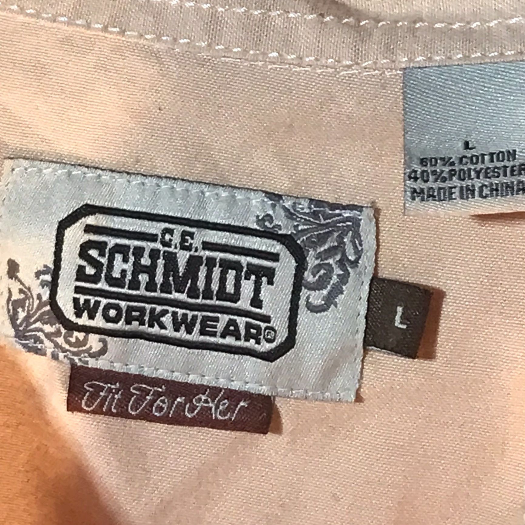 Vintage C.E. Schmidt Women's Workwear Shirt Size L Peach Long Sleeve Collared Western Casual Size L / US 10 / IT 46 - 2 Thumbnail