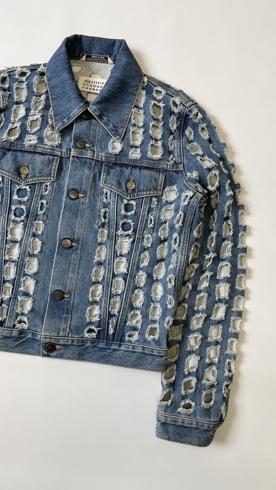 Maison Margiela ‘Laser Hole Cut’ Blue Denim Jacket Size S / US 4 / IT 40 - 7 Thumbnail