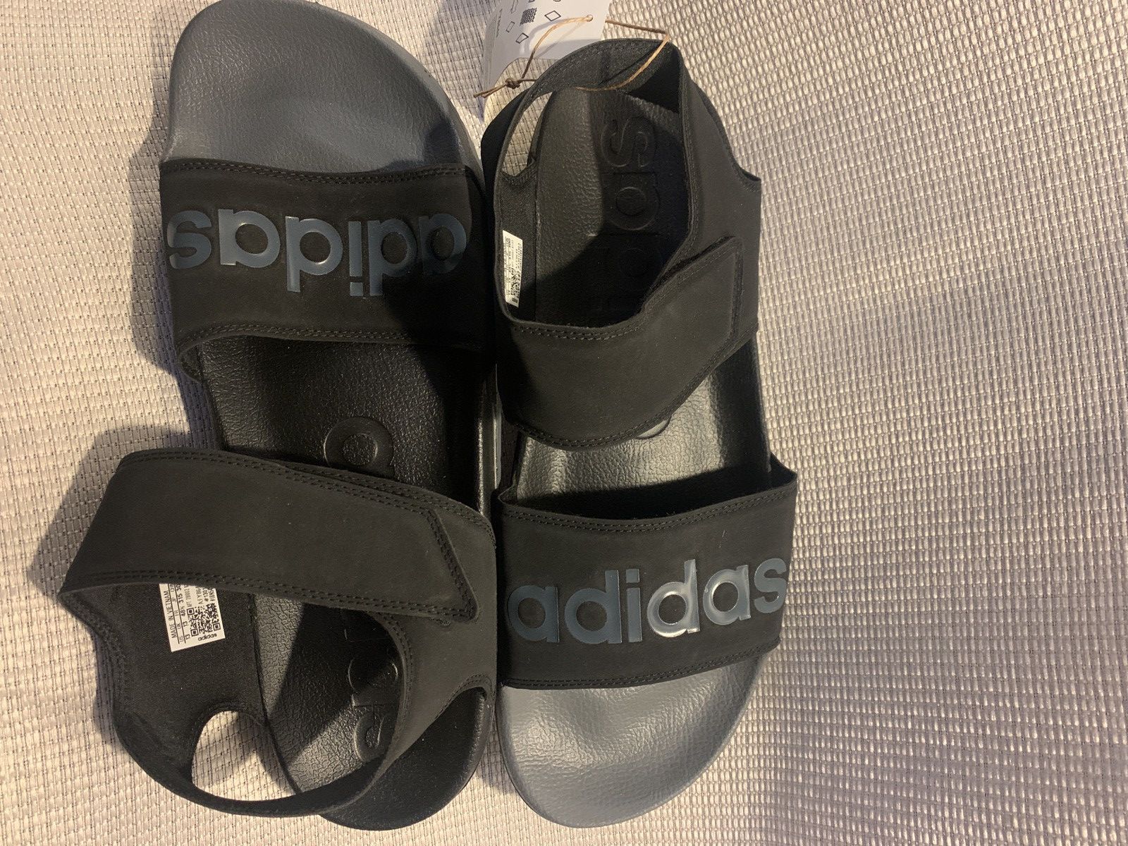 Adidas NEW Adidas Adilette black slides heel strap size 13M/W14 Size US 13 / EU 46 - 1 Thumbnail
