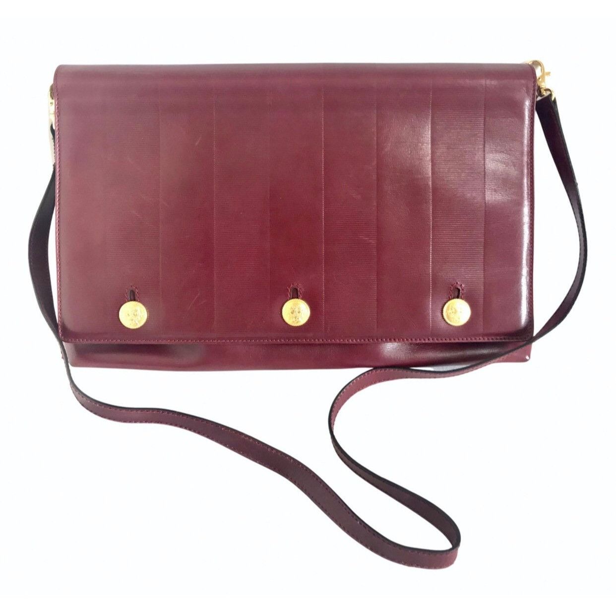 Fendi Vintage FENDI wine leather shoulder bag, large clutch purse Size ONE SIZE - 1 Thumbnail