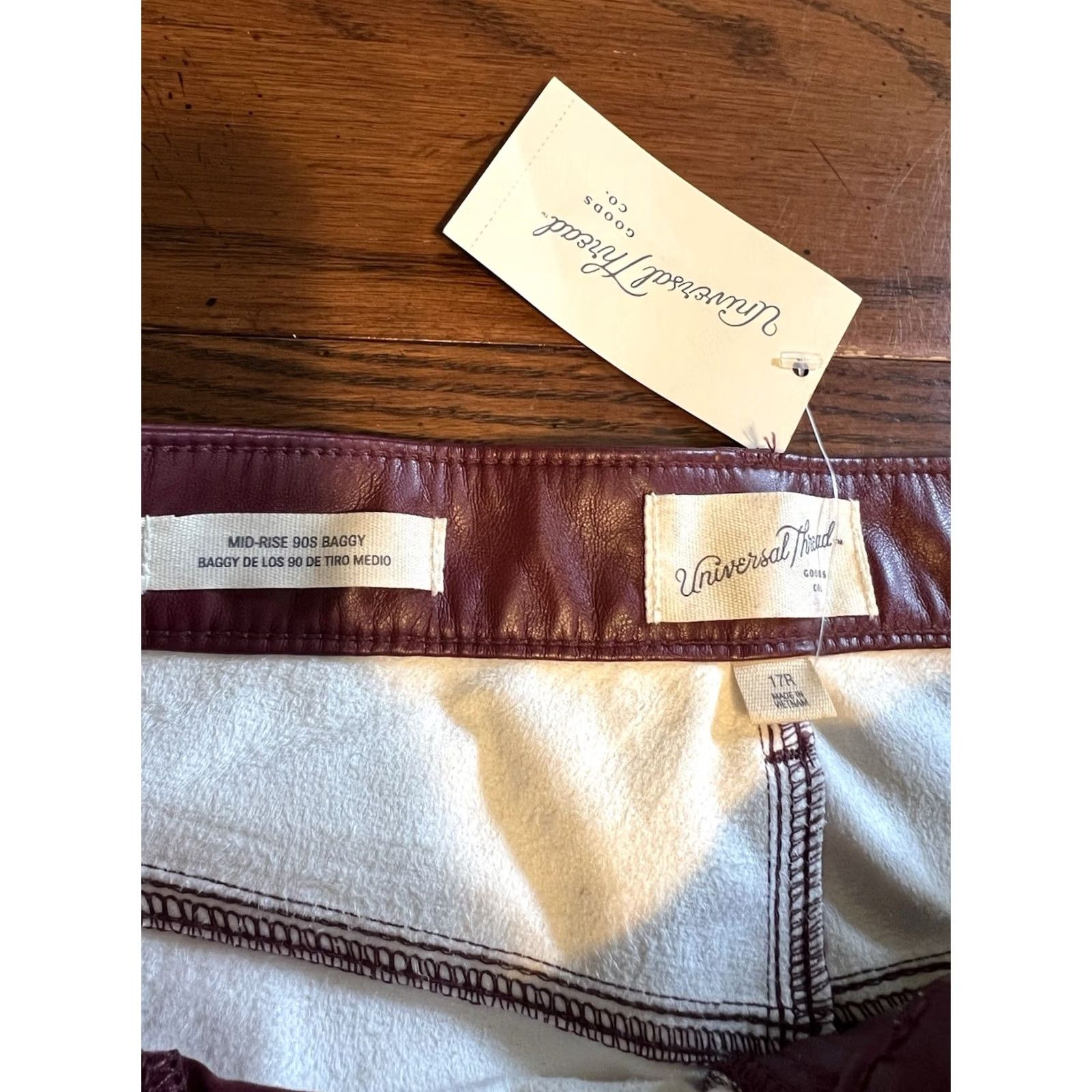Vintage VINTAGE Universal Thread Womens Mid Rise 90s Faux Leather Pants Magenta 16R NWT Women's Pants Size 38" / US 16 / IT 52 - 3 Thumbnail