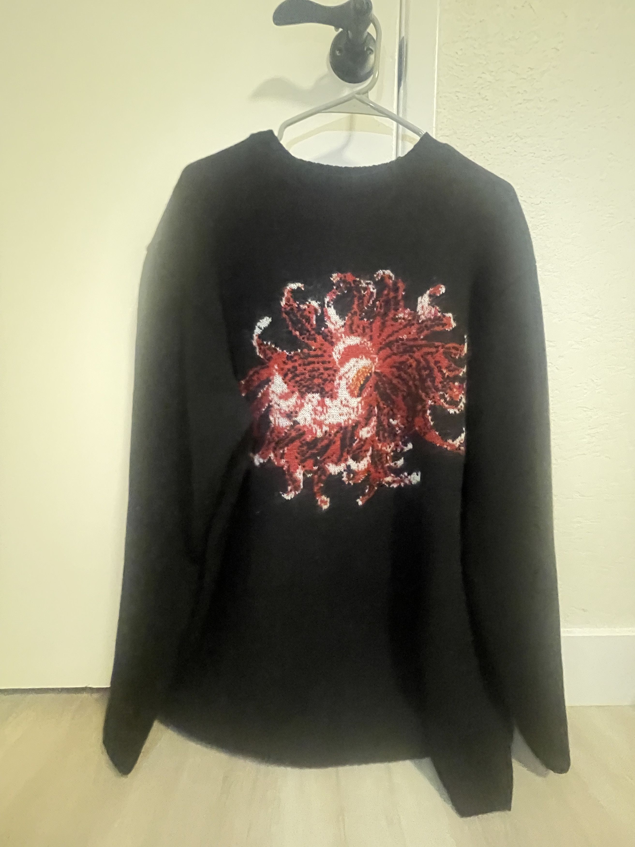 Yohji Yamamoto Black 7G Flower Sweater Size US L / EU 52-54 / 3 - 1 Thumbnail