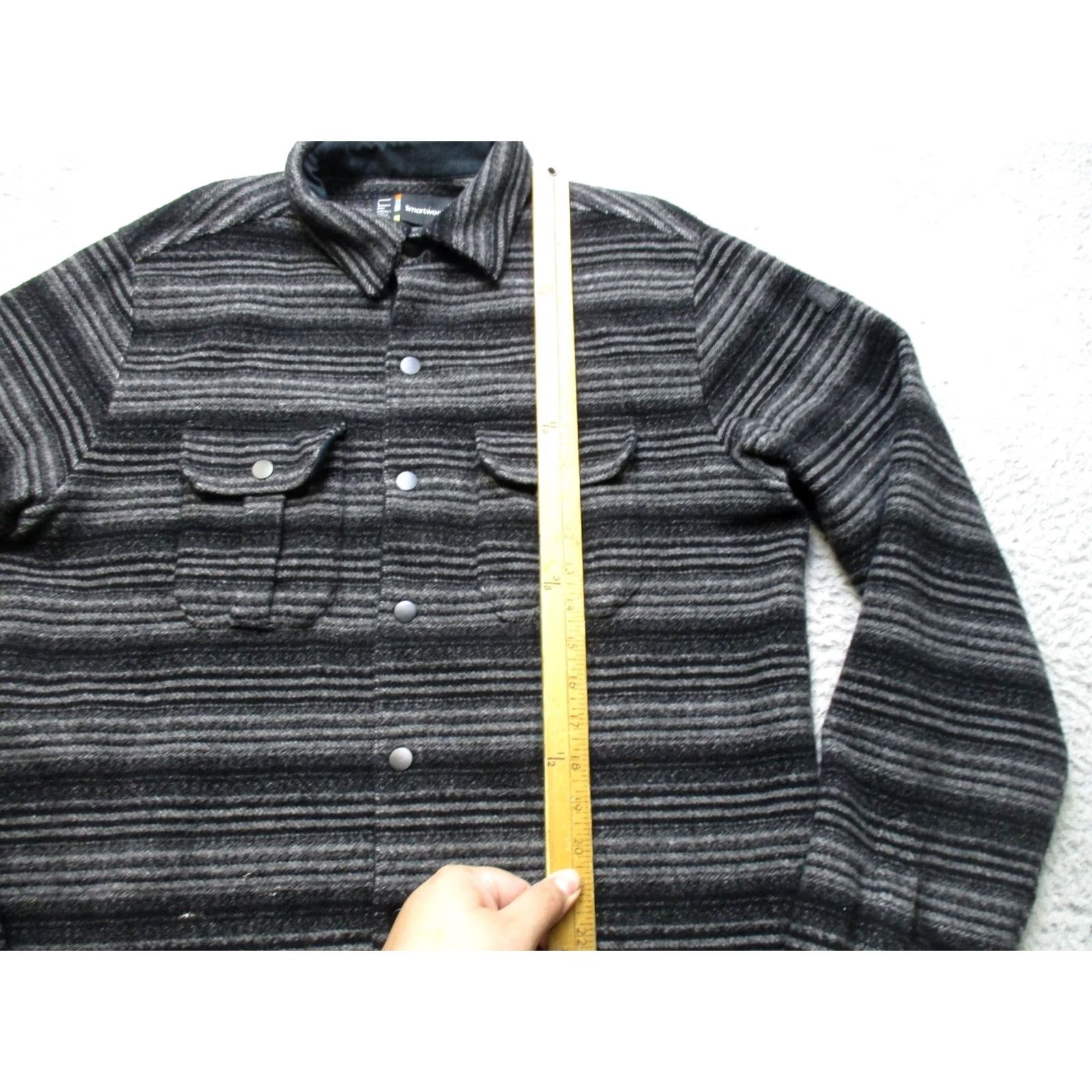 Smartwool Smartwool Anchor Line Shirt Jacket Mens L Gray Wool Lined Snap Front Striped Size US L / EU 52-54 / 3 - 4 Thumbnail