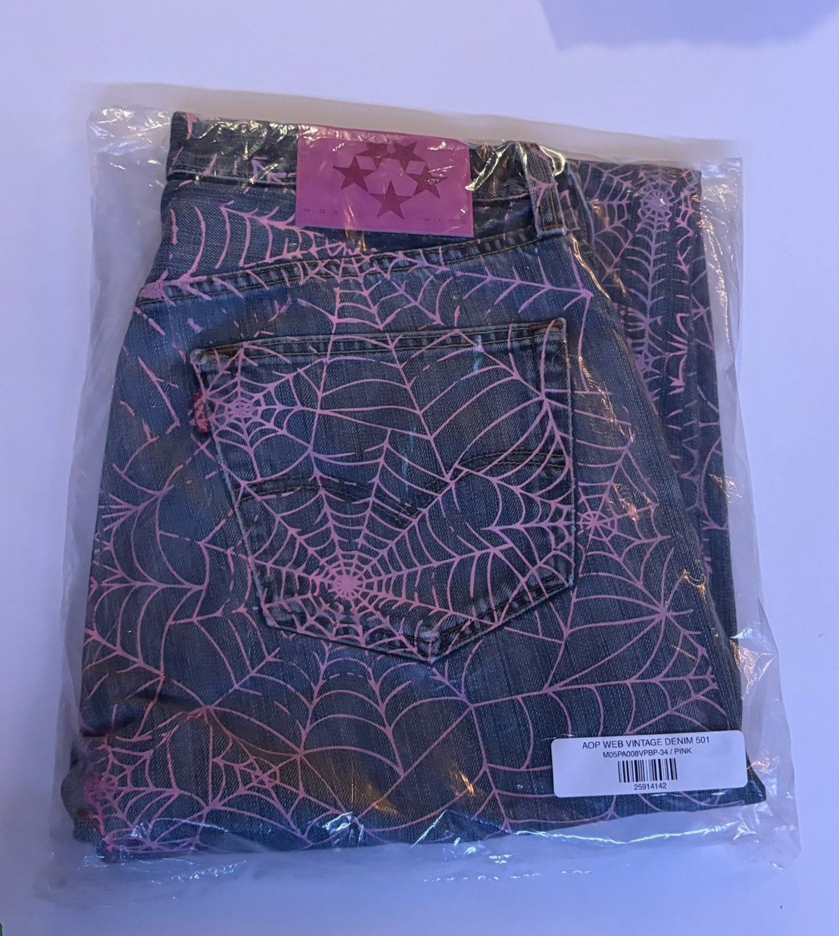 Levi's × Sp5der Vintage Levi’s 501 All-Over Web Print Jeans Size US 34 / EU 50 - 1 Thumbnail
