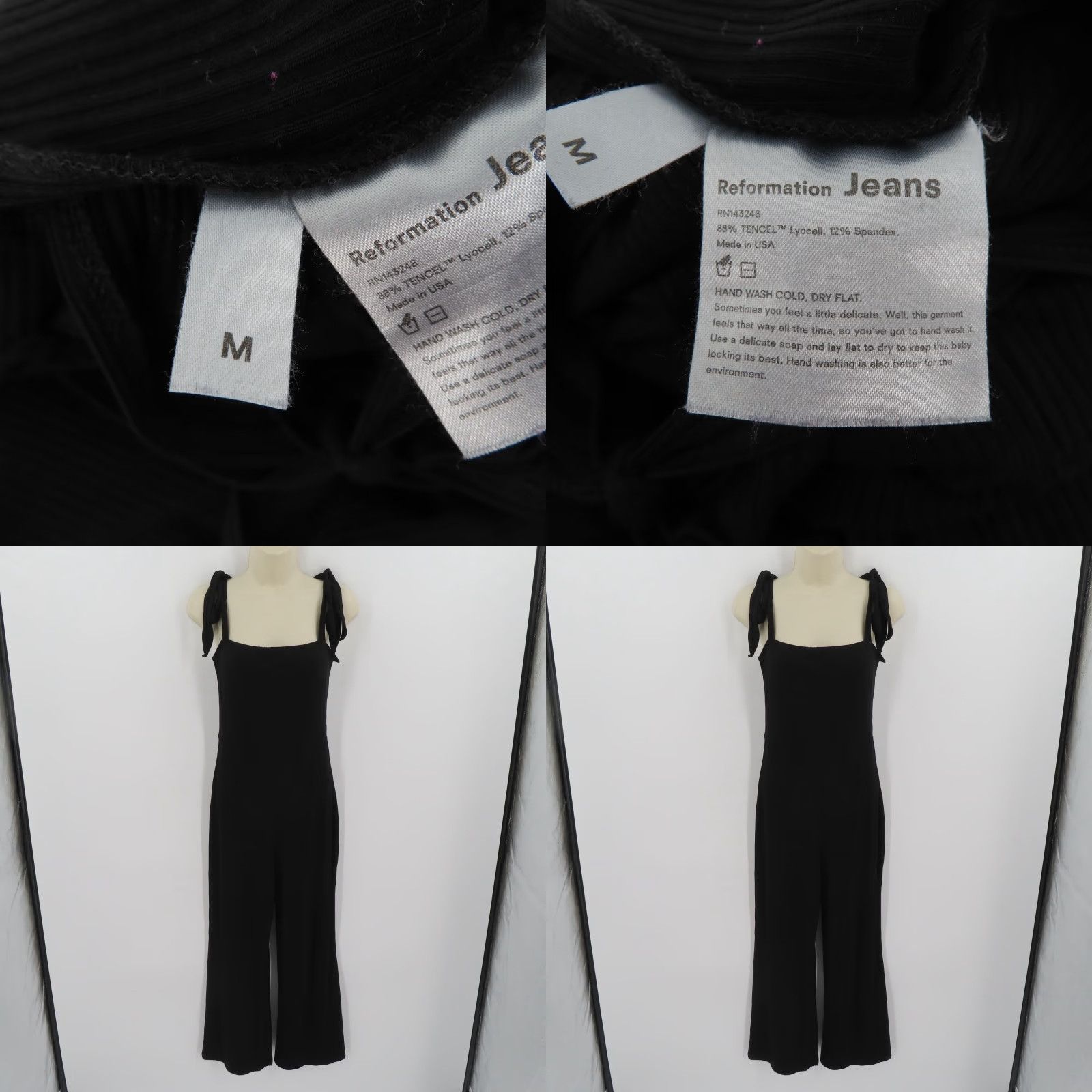 Reformation Reformation Jumpsuit One-Piece Women Ribbed Square Neck Medium Black Size 32" / US 10 / IT 46 - 8 Thumbnail