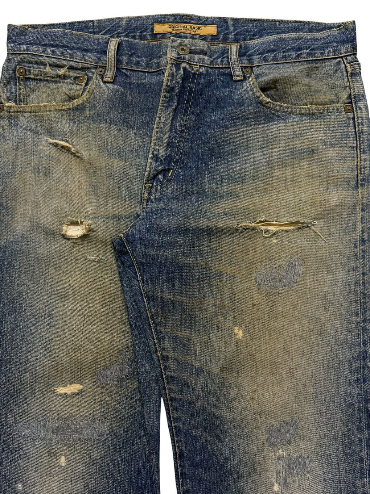 Uniqlo Vintage Y2K Japanese Uniqlo Mud Wash Distressed Wide Leg Size US 34 / EU 50 - 3 Thumbnail