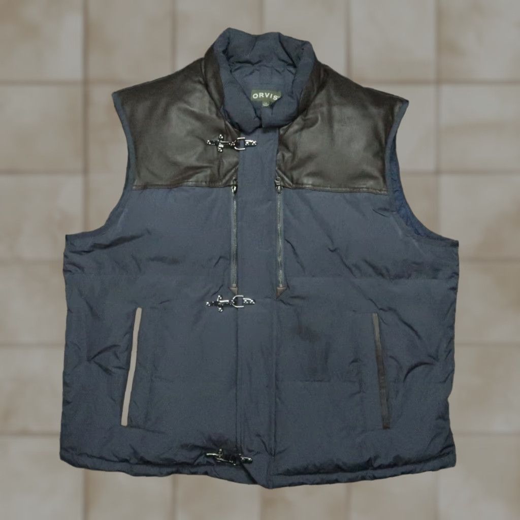 Orvis Orvis Vest Men 2XL Full Zip Down Leather Trim Puffer Jacket Lined Insulated Size US XXL / EU 58 / 5 - 1 Thumbnail