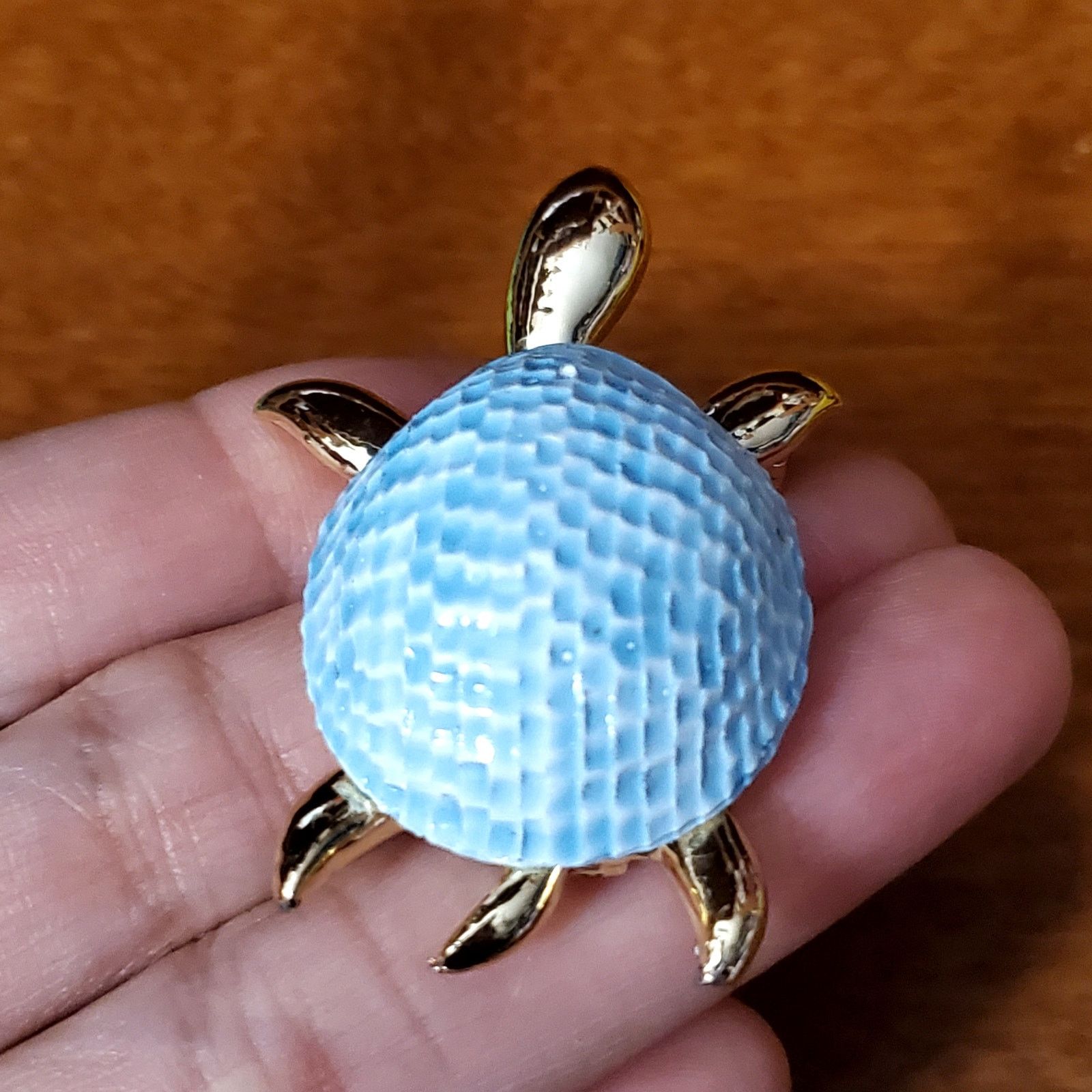 Other Vintage Gerrys Blue Enamel Turtle Brooch Pin 1.5" Reptile Size ONE SIZE - 2 Thumbnail