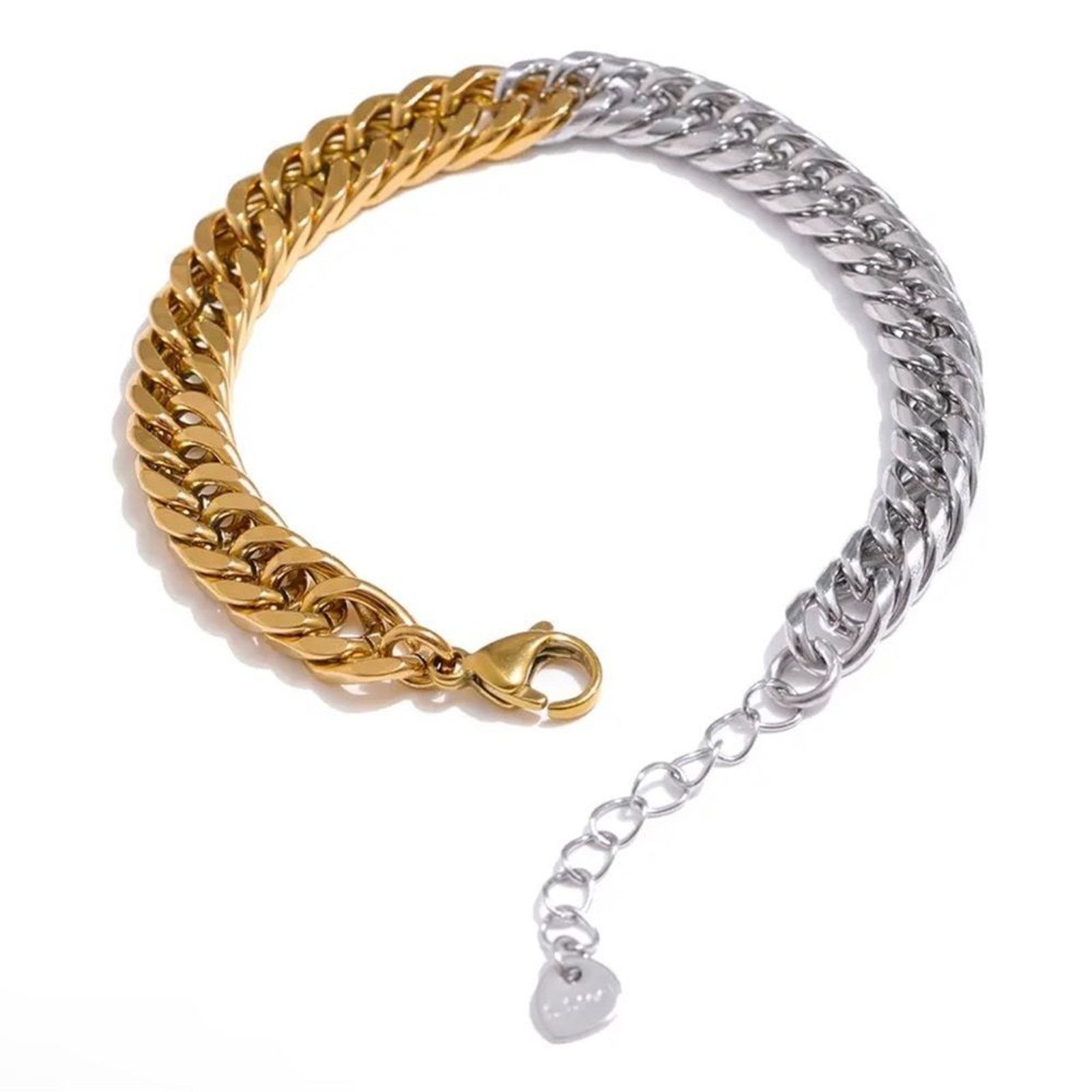 Other 18K Gold Plated Two Toned Chain Bracelet 7”+1” extension Size ONE SIZE - 4 Thumbnail
