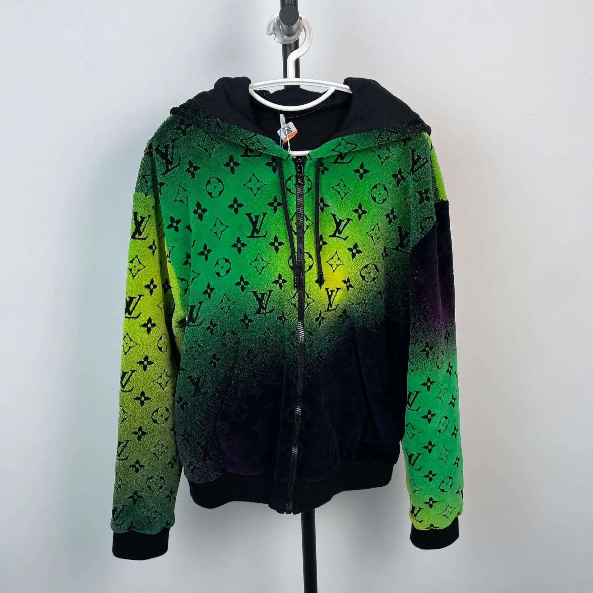 Louis Vuitton LV allover black green gradient hooded cardigan S Size US S / EU 44-46 / 1 - 1 Thumbnail