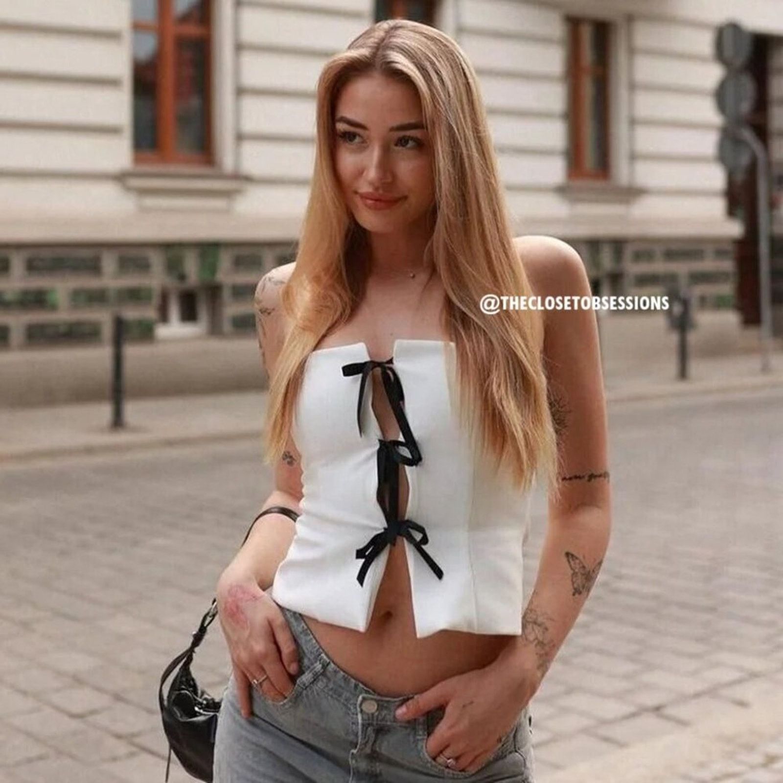 Zara ZARA BLOGGER FAVE!!! Corset-Style Top with Contrast Ties Size L / US 10 / IT 46 - 7 Thumbnail