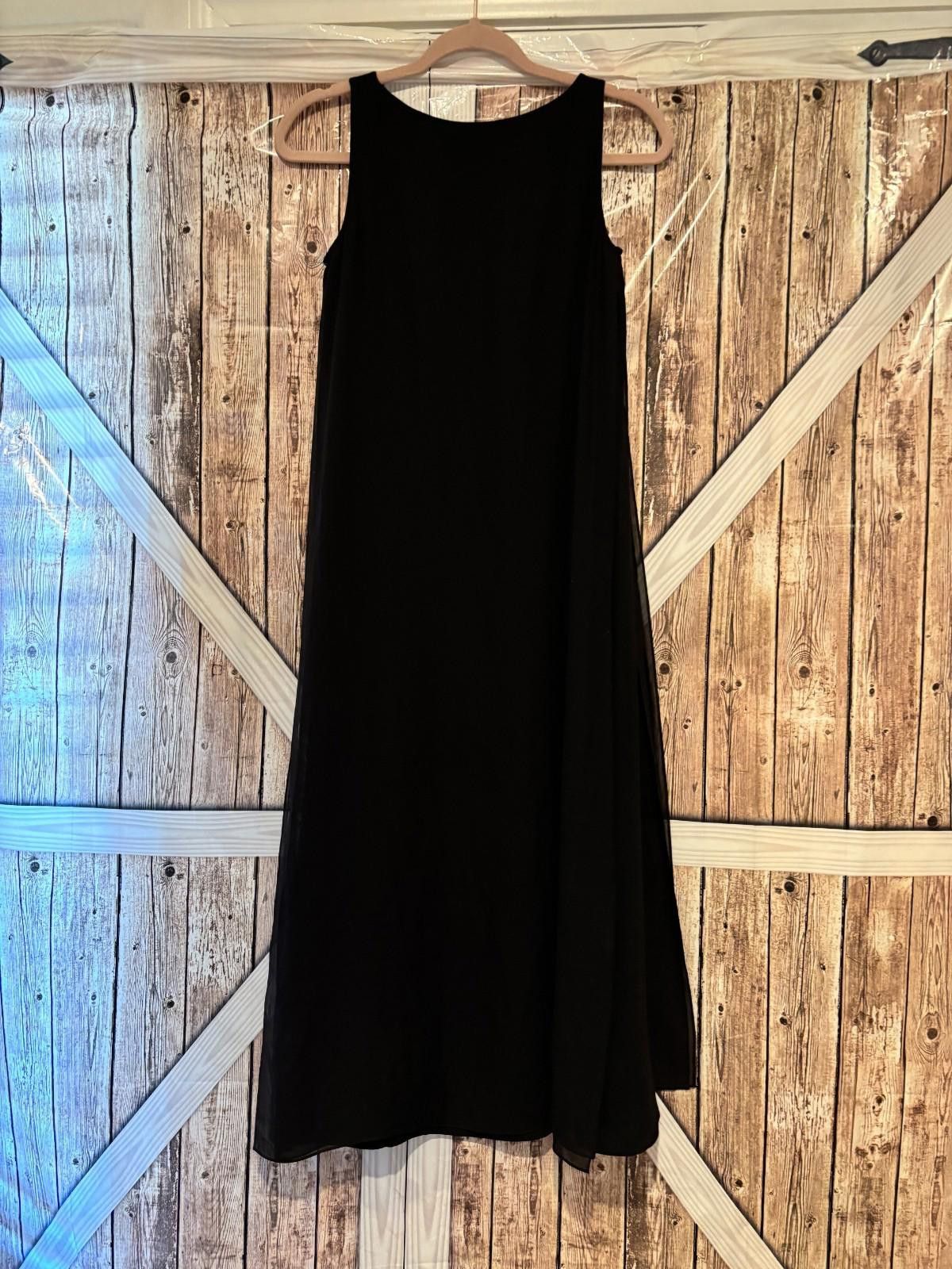 Womens Eileen Fisher sz petite S black dressy dress #292