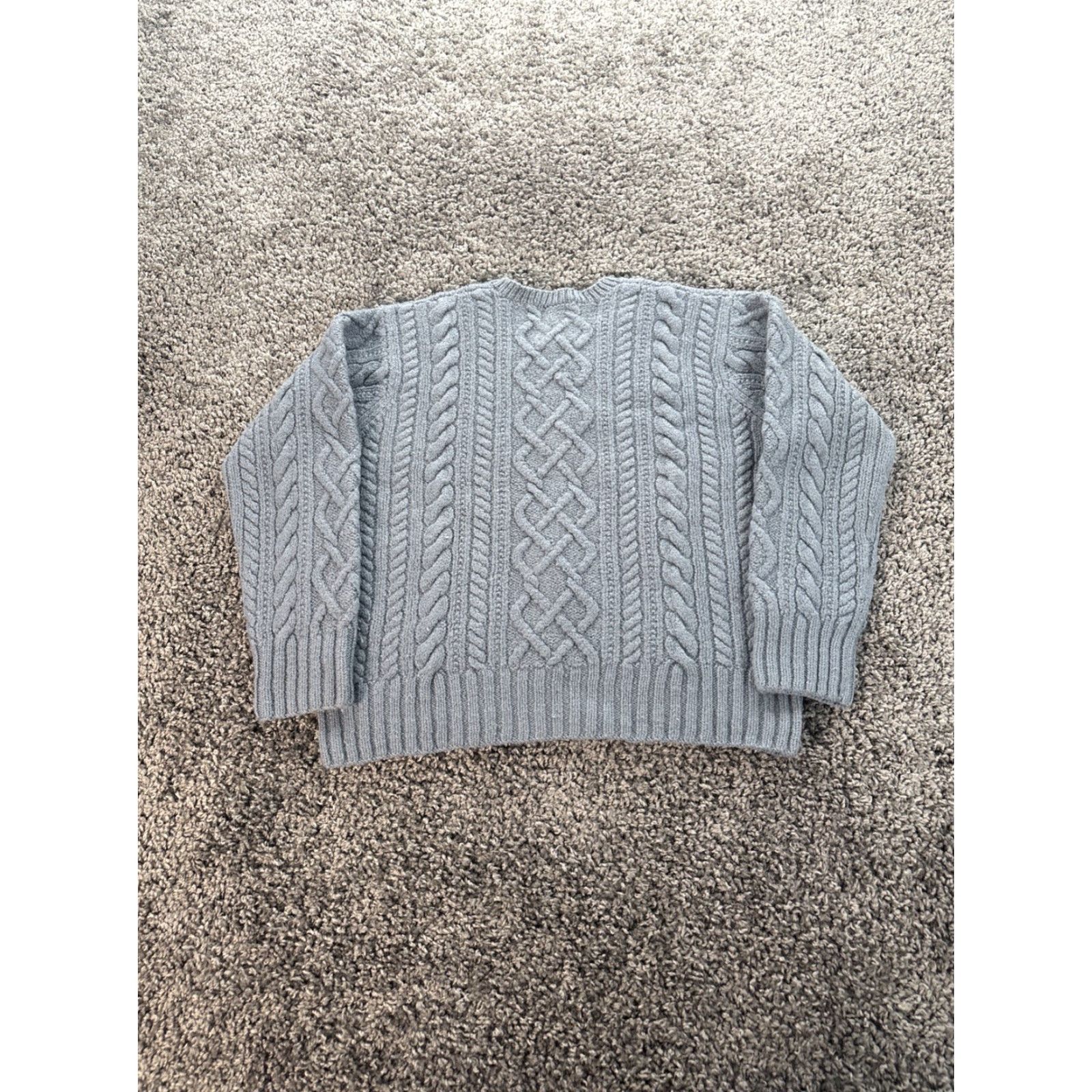 J.Crew VINTAGE J.CREW Cable Knit Sweater Womens Size M Blue Wool V-Neck Pullover Knit Long Sleeve for Women Size M / US 6-8 / IT 42-44 - 5 Thumbnail