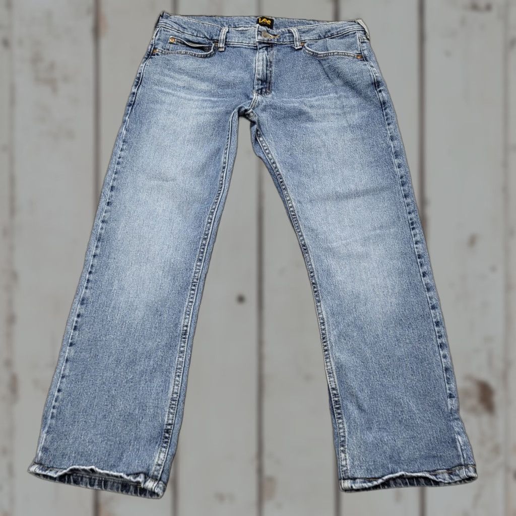 Lee Lee Jeans Men Slim Fit 34x30 Blue Denim Modern Series Straight Leg Jeans 90s USA Logo Mens Size US 34 / EU 50 - 1 Thumbnail