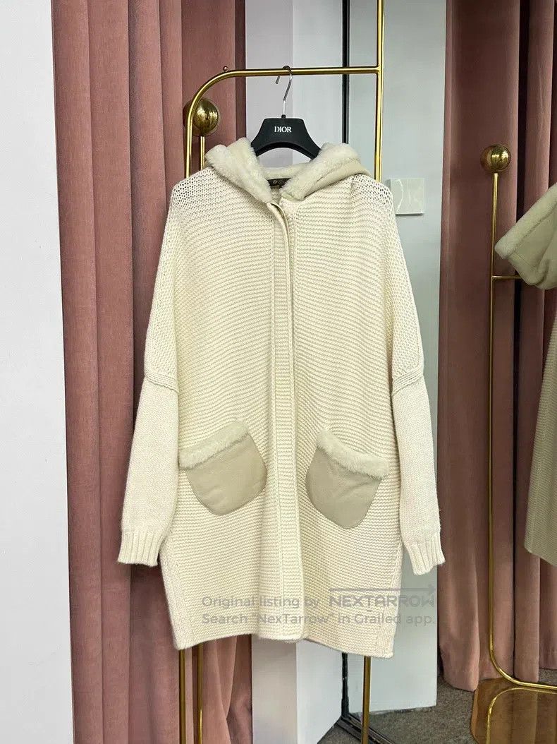 Loro Piana Loro Piana White fur and cashmere hooded jacket Size S / US 4 / IT 40 - 1 Thumbnail